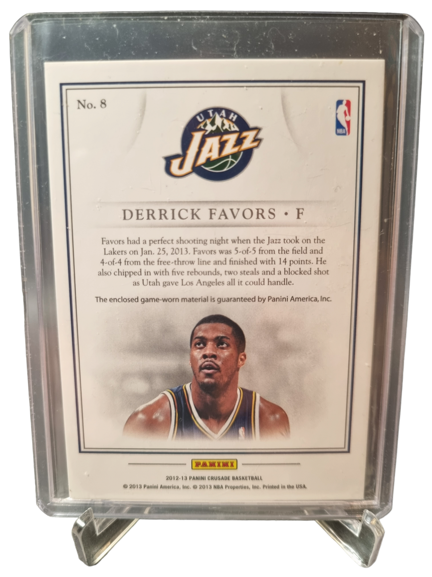 2012-13 Panini Crusade #8 Derrick Favors Game Worn Patch