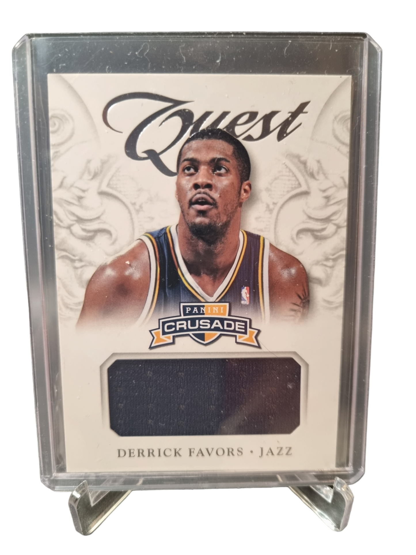 2012-13 Panini Crusade #8 Derrick Favors Game Worn Patch