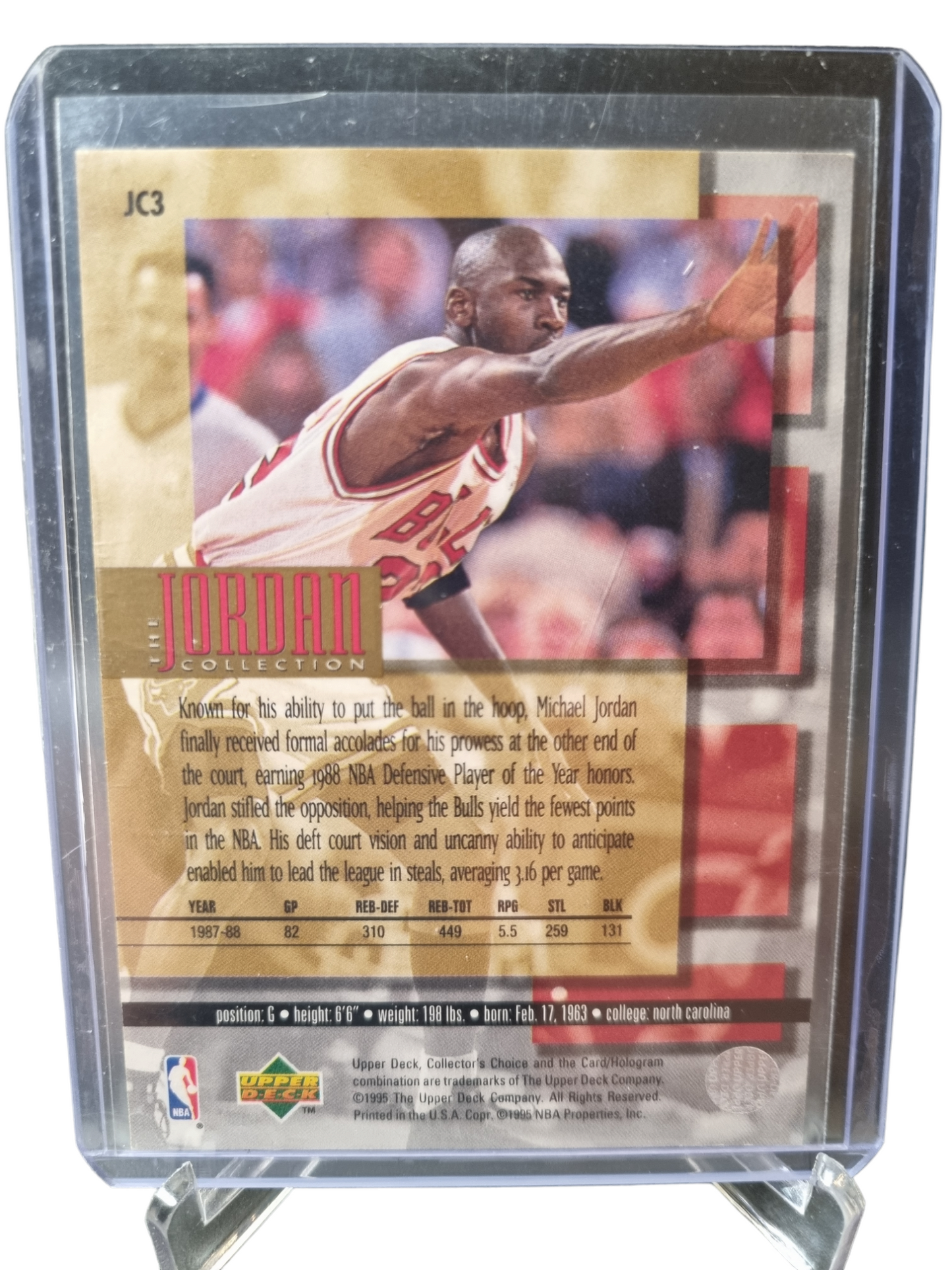 1995 Upper Deck #JC3 Michael Jordan 1988 NBA Defensive Player Of The Year