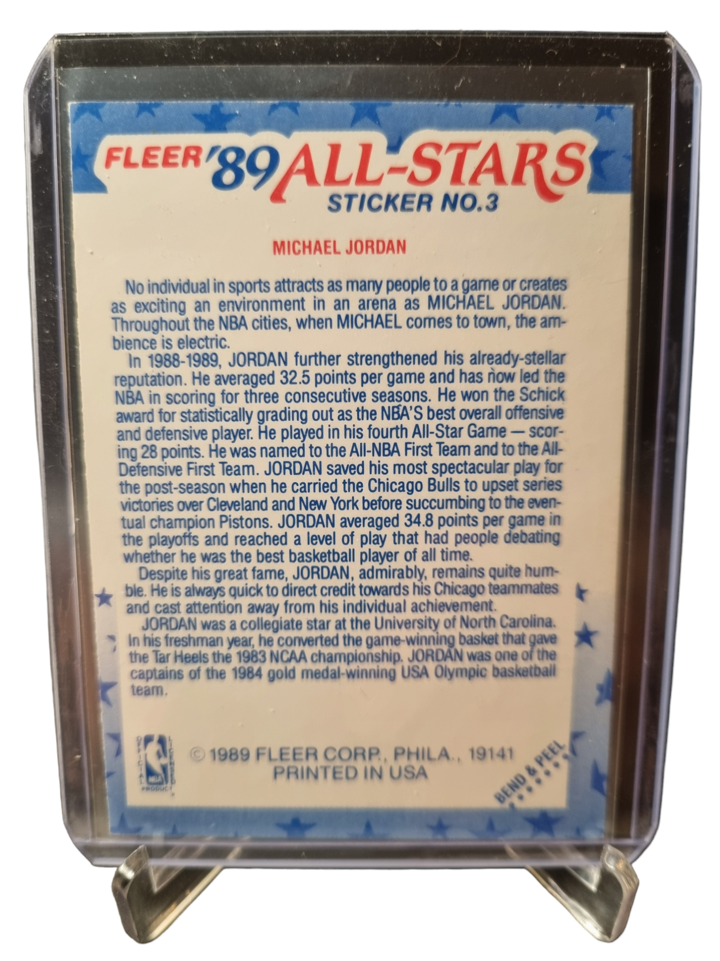 1989 Fleer #3 Michael Jordan All Star Sticker