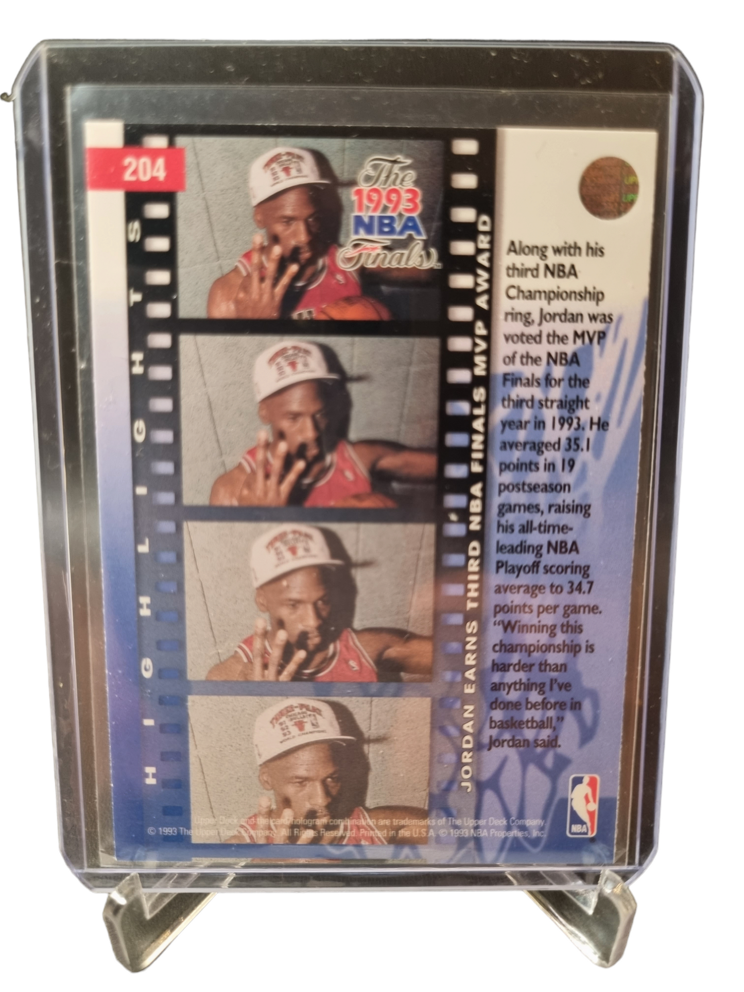 1993 Upper Deck #204 Michael Jordan NBA Finals MVP