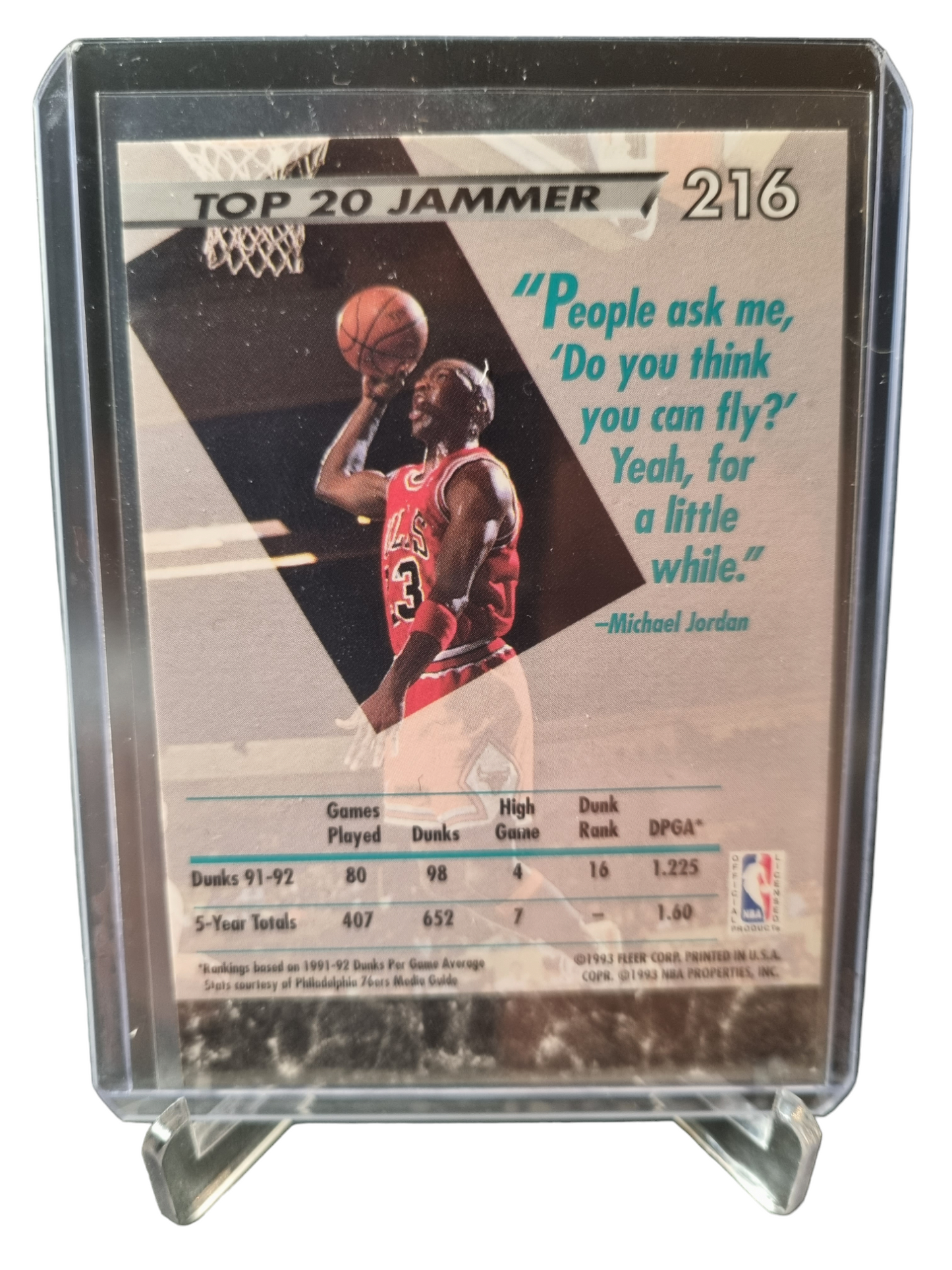 1992-93 Fleer Ultra #216 Michael Jordan NBA Jam Sessions Dunk Rank 16