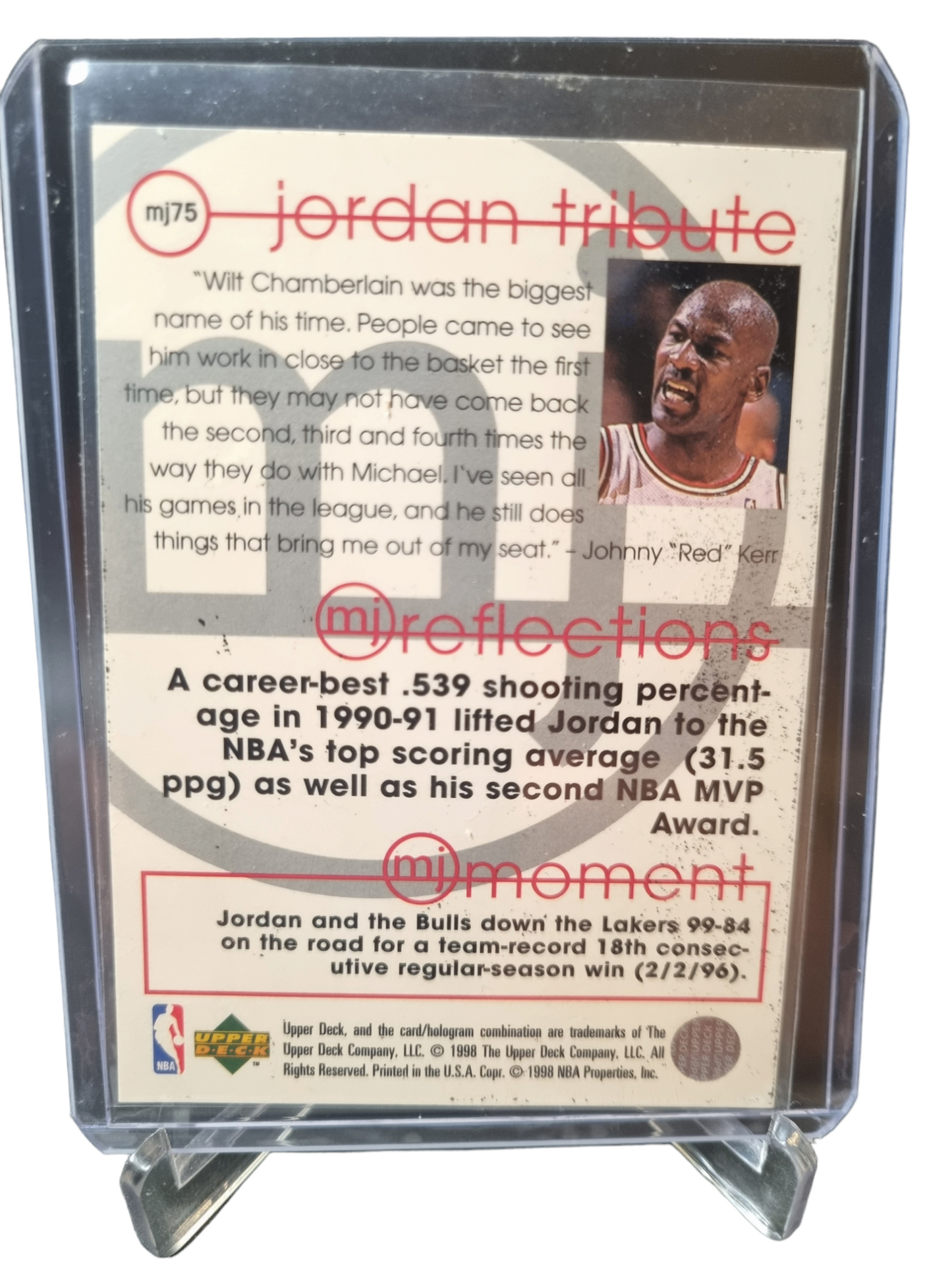 1998 Upper Deck #MJ75 Michael Jordan Tribute Reflections