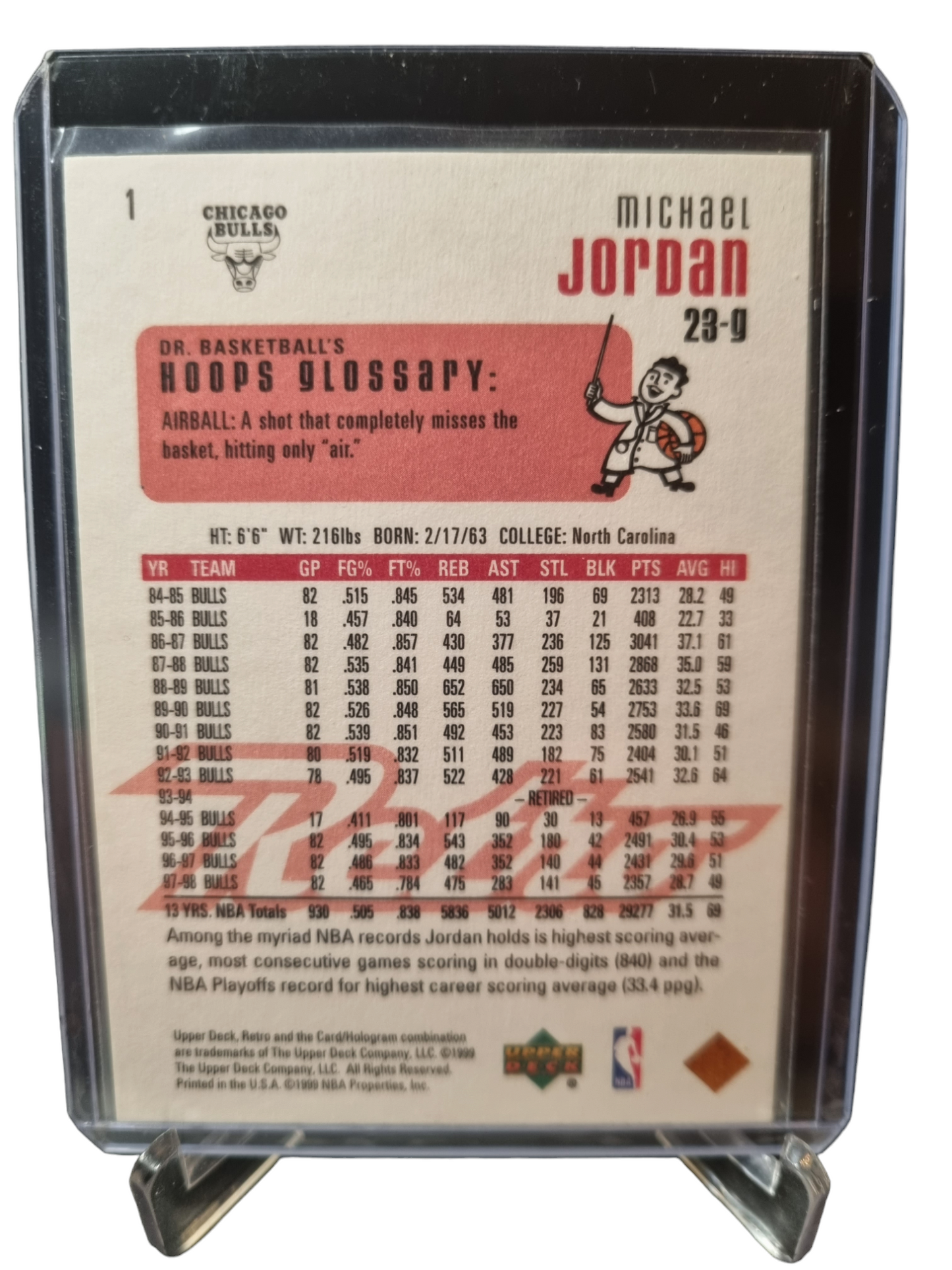 1999 Upper Deck #1 Michael Jordan Retro 23-G