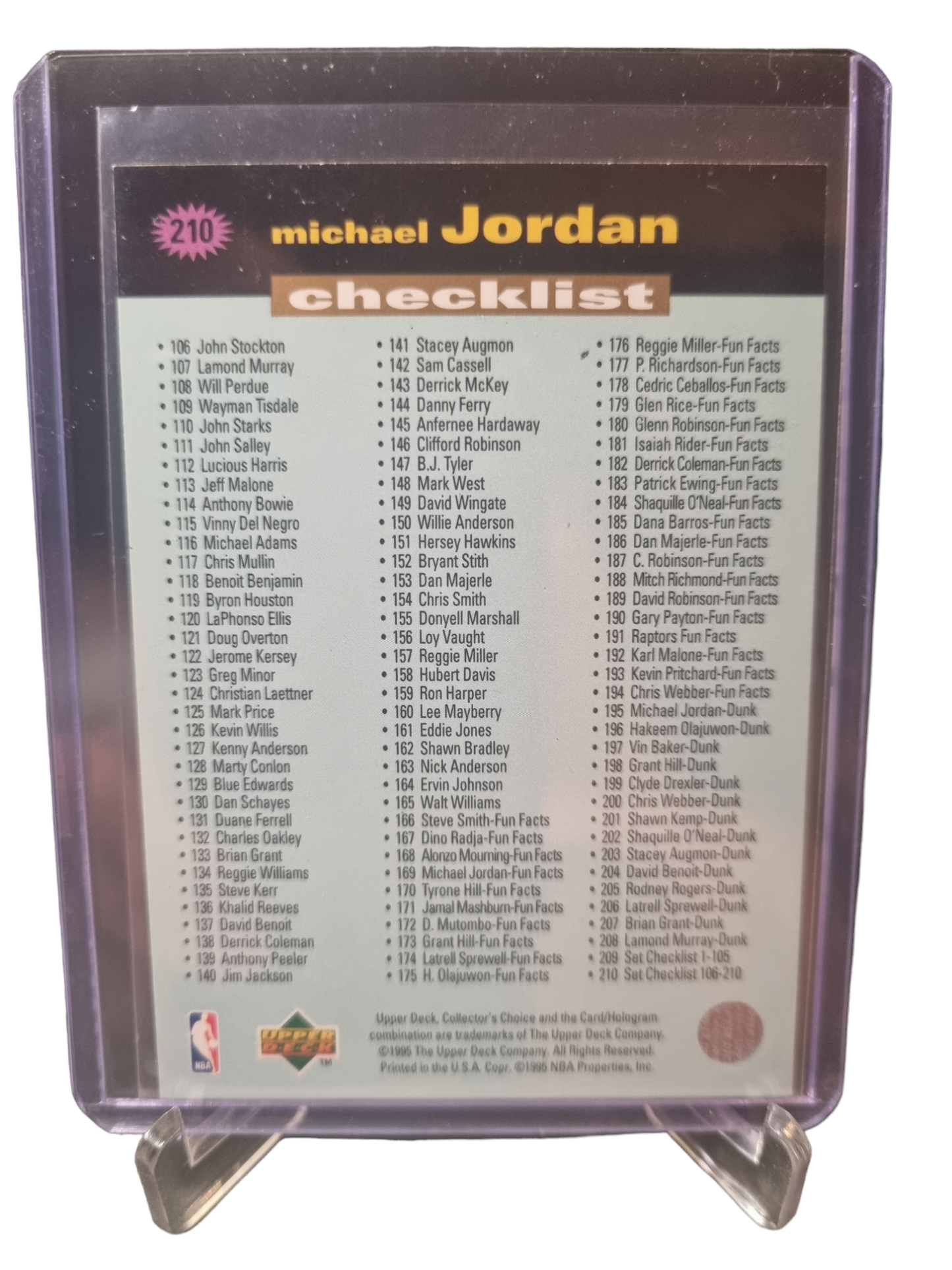 1995 Upper Deck #210 Michael Jordan Checklist