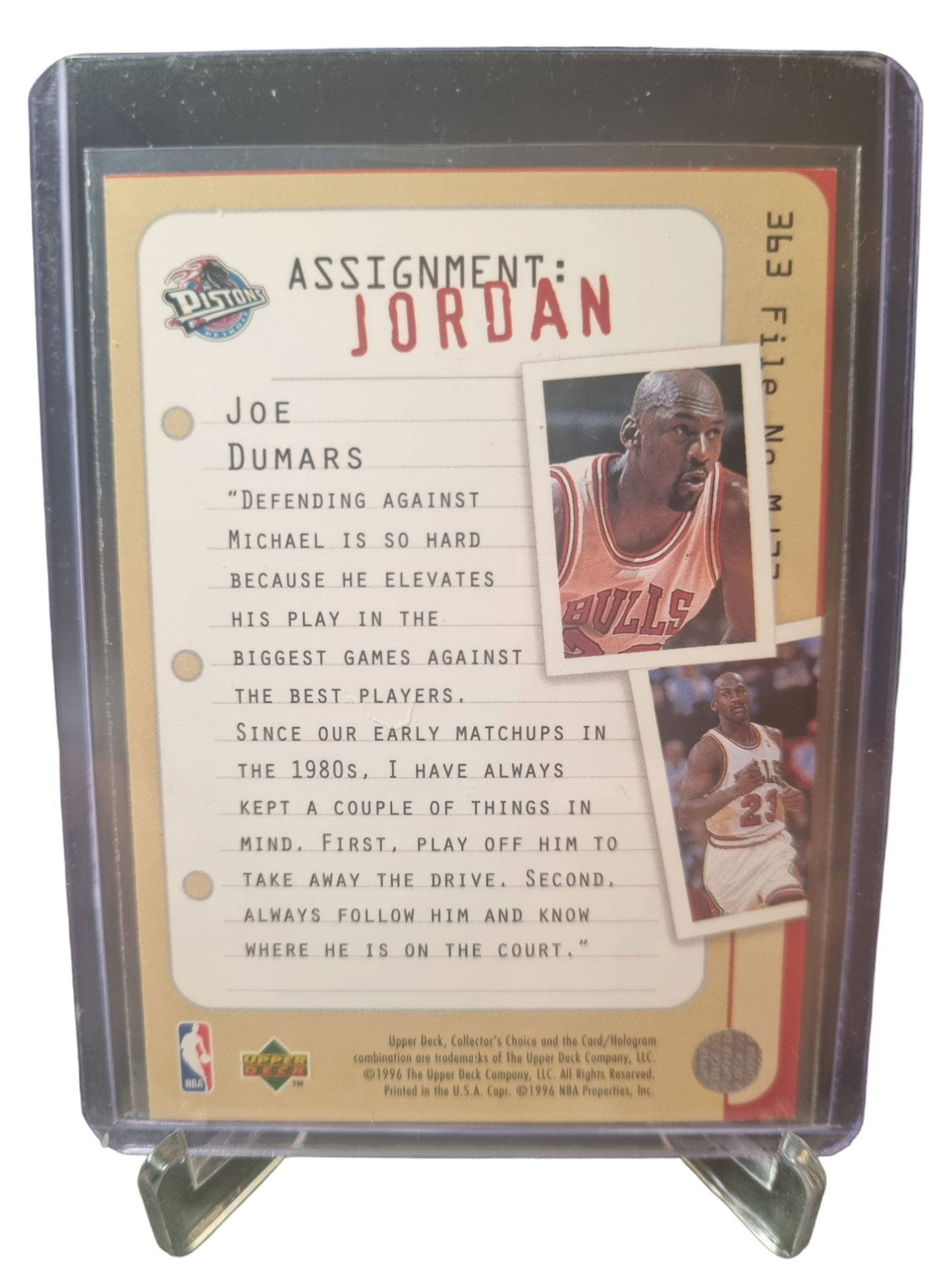 1996 Upper Deck #363 Michael Jordan Assignment Jordan