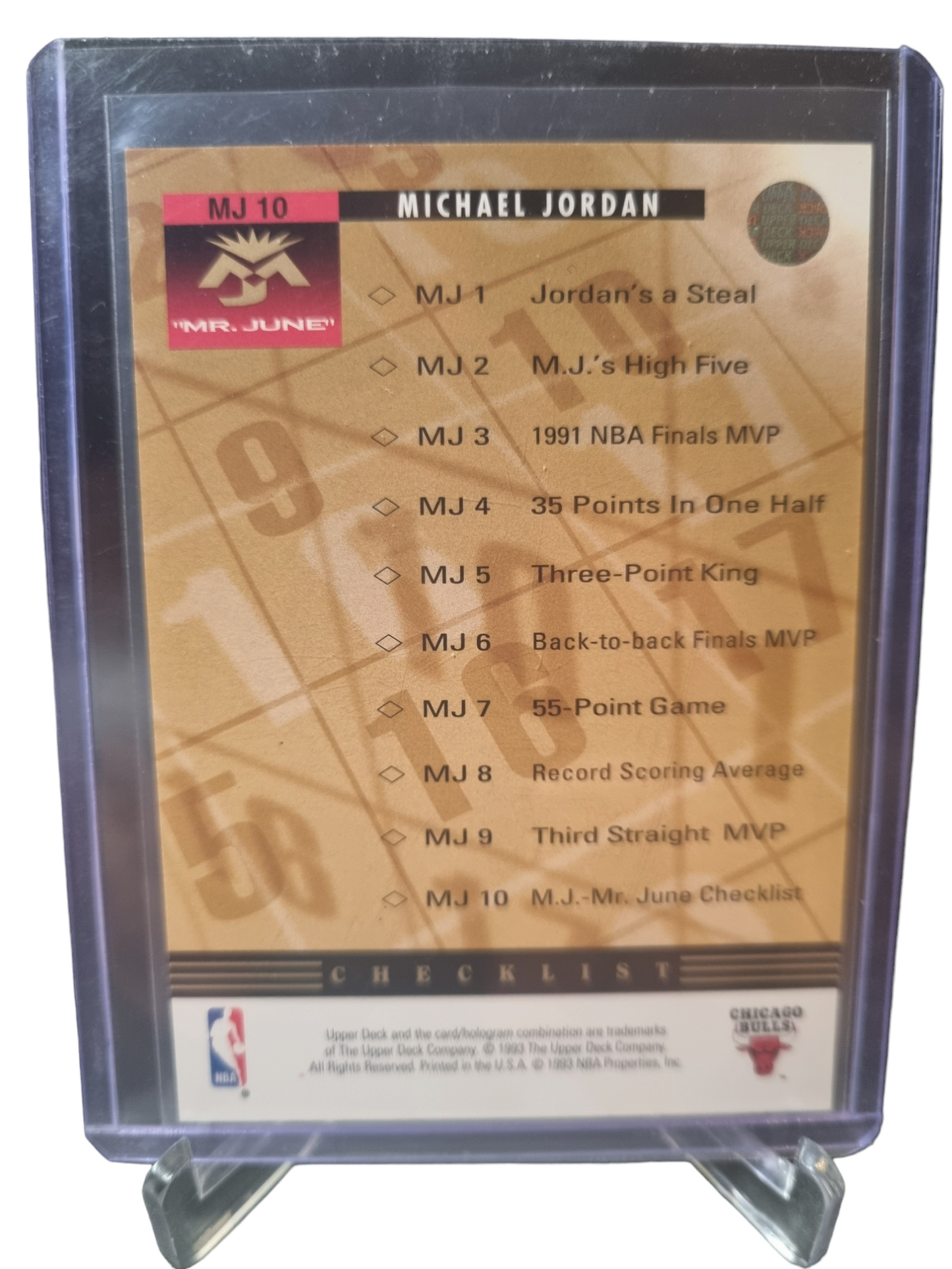 1993 Upper Deck #MJ 10 Michael Jordan MR June Check List