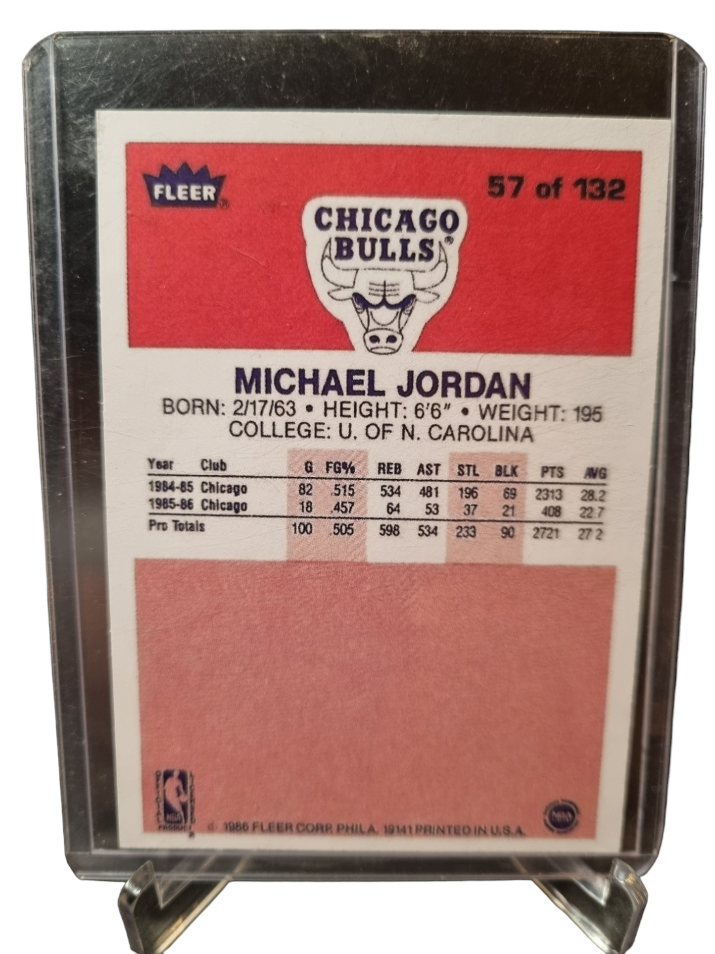 1986 Fleer #57 Michael Jordan Rookie Card Reprint