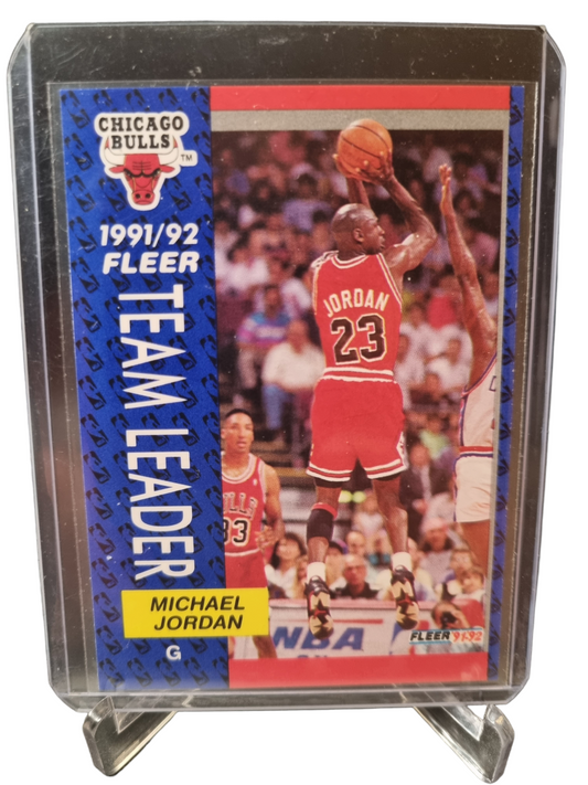 1991 Fleer #375 Michael Jordan Team Leader King Of The World