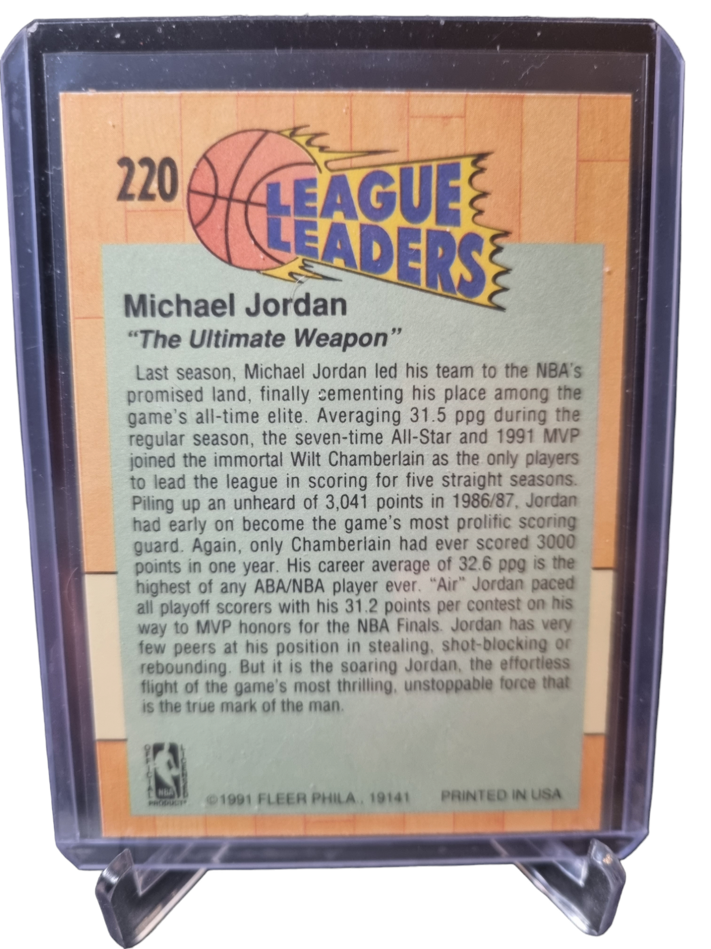 1991 Fleer #220 Michael Jordan League Leader The Ultimate Weapon