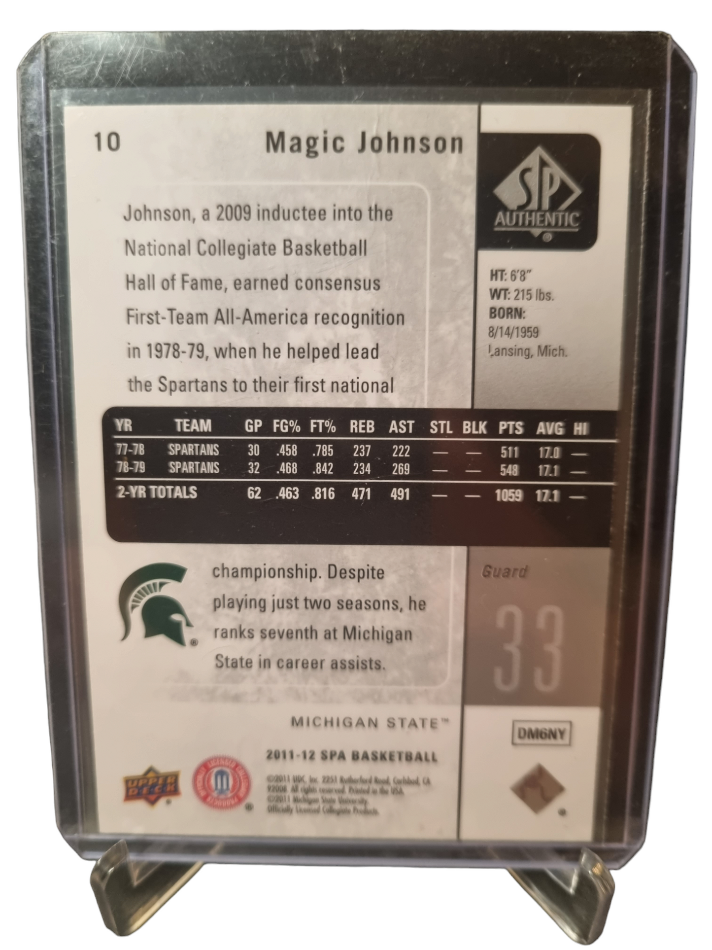 2011-12 Upper Deck #10 Magic Johnson Michigan State SPA Basketball