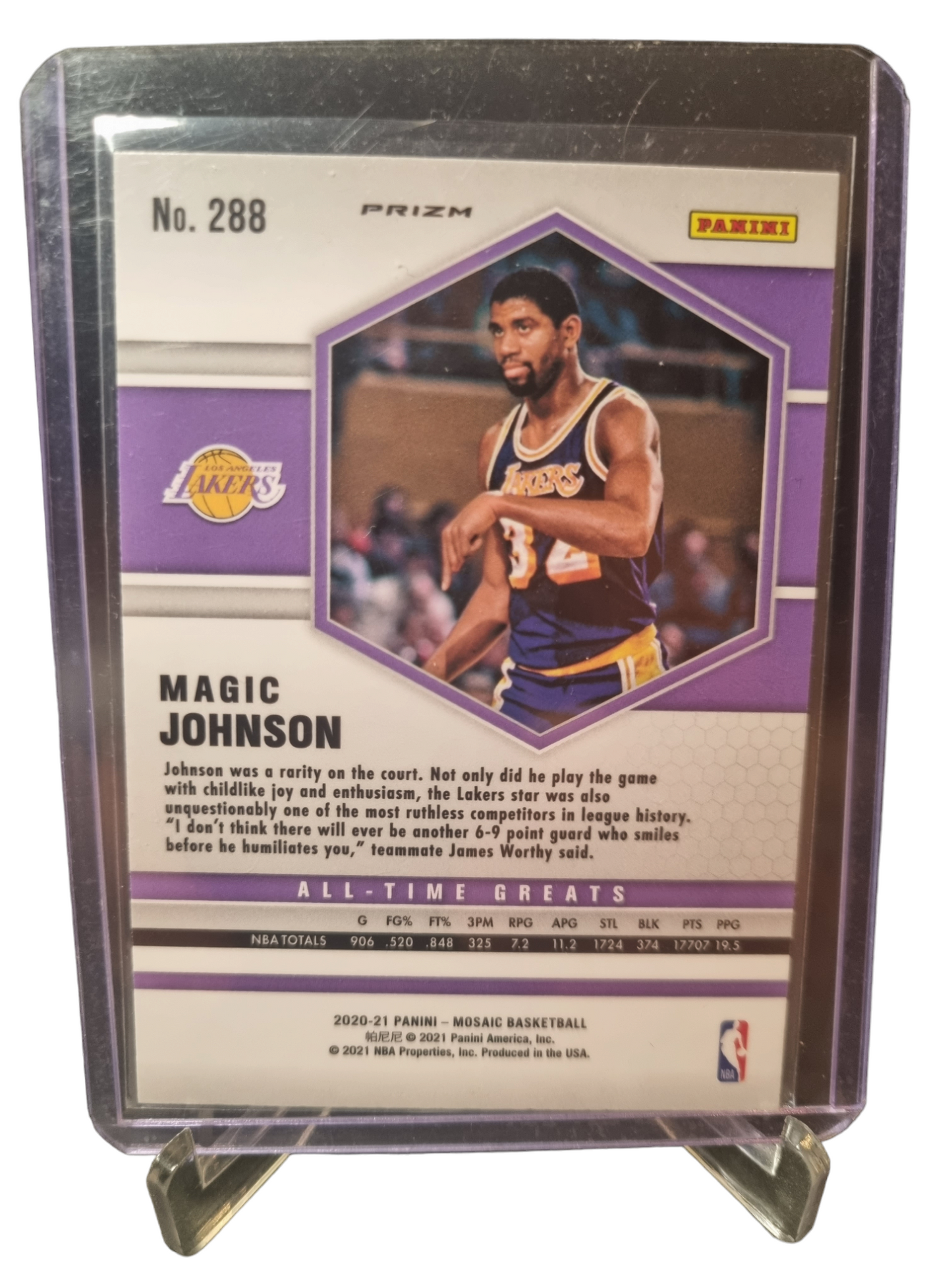 2020-21 Panini Mosaic #288 Magic Johnson Mosaic Prizm Pink