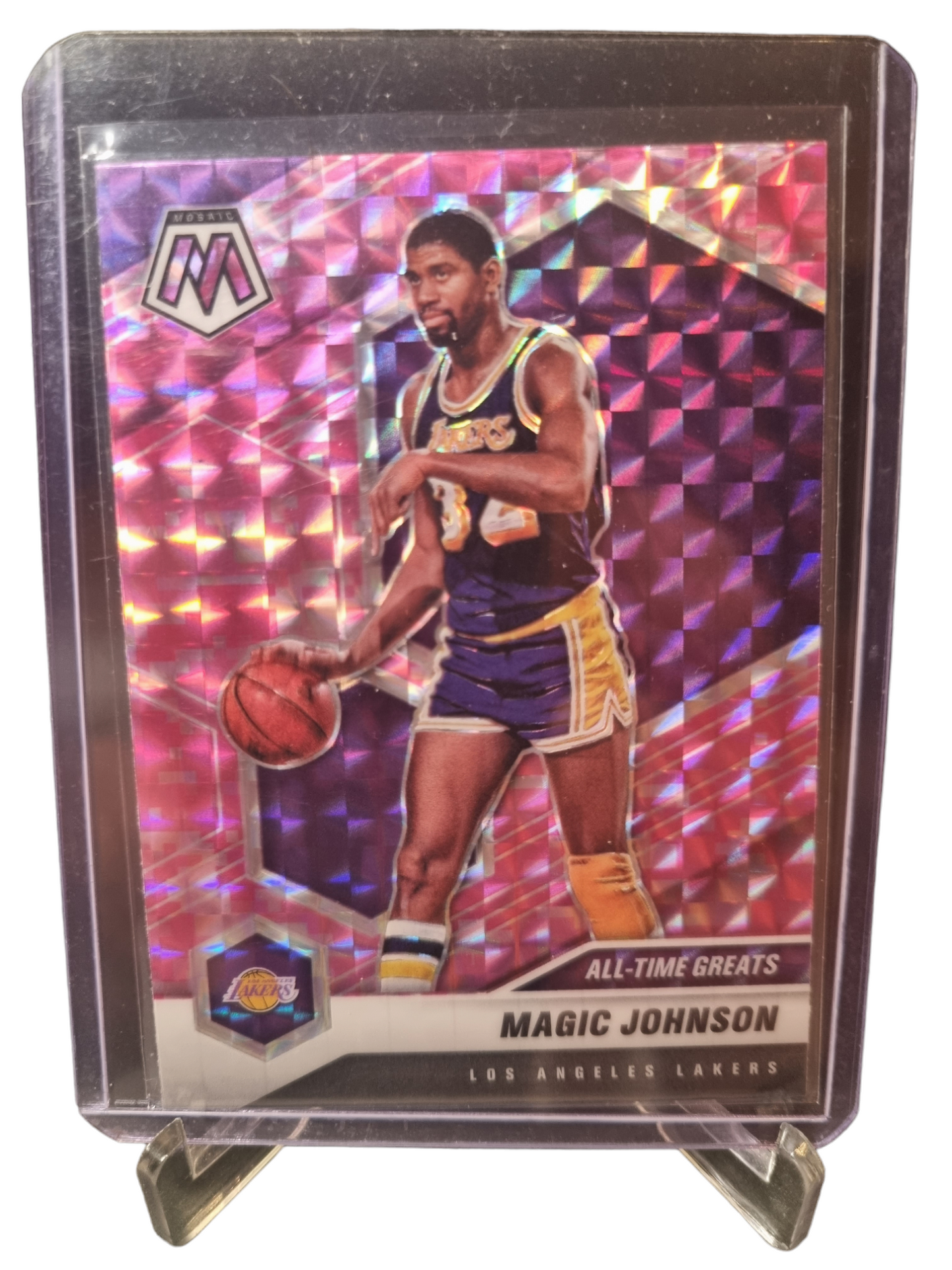 2020-21 Panini Mosaic #288 Magic Johnson Mosaic Prizm Pink