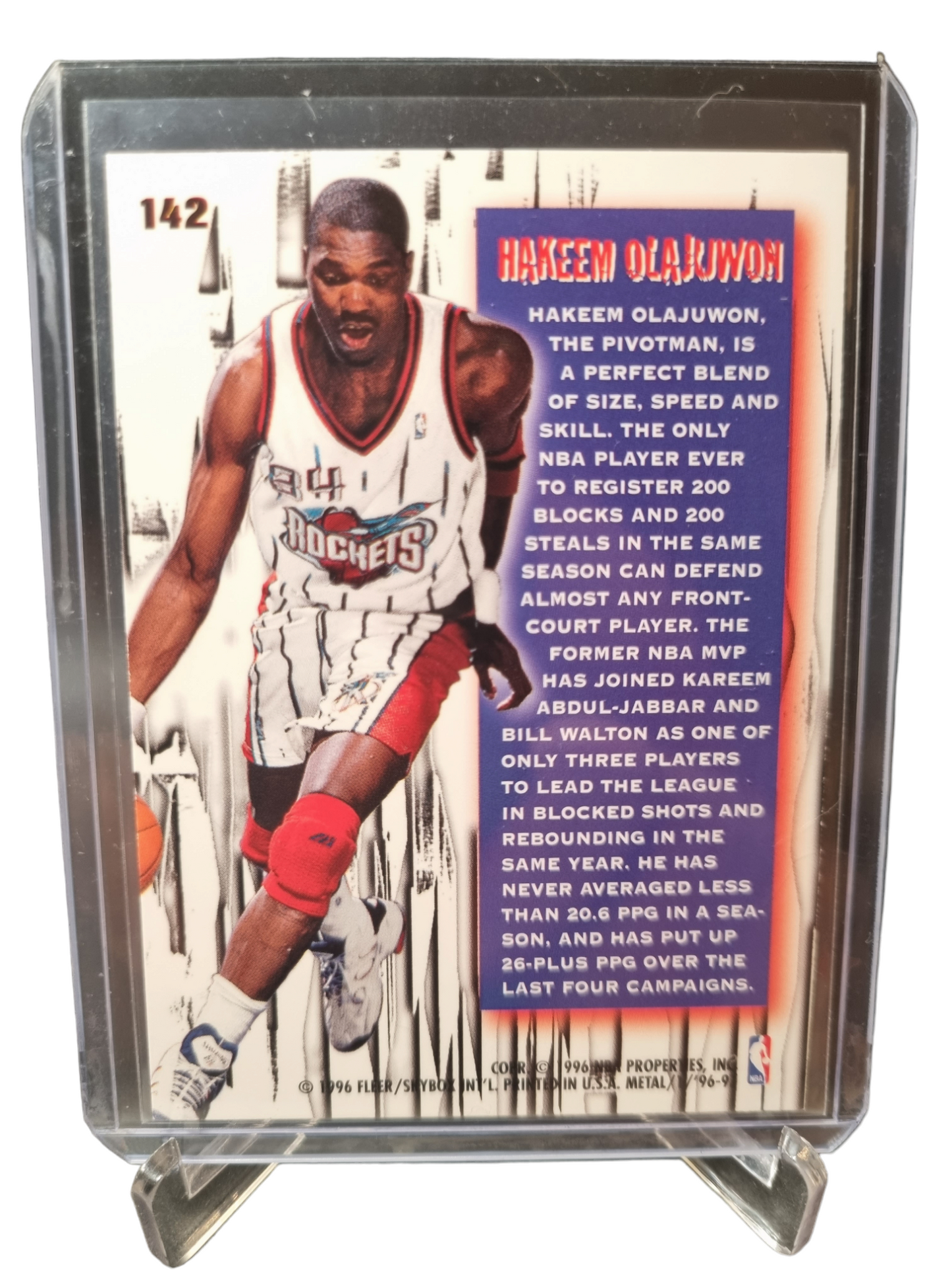 1996 Fleer Metal #142 Hakeem Olajuwon Metal Shredders