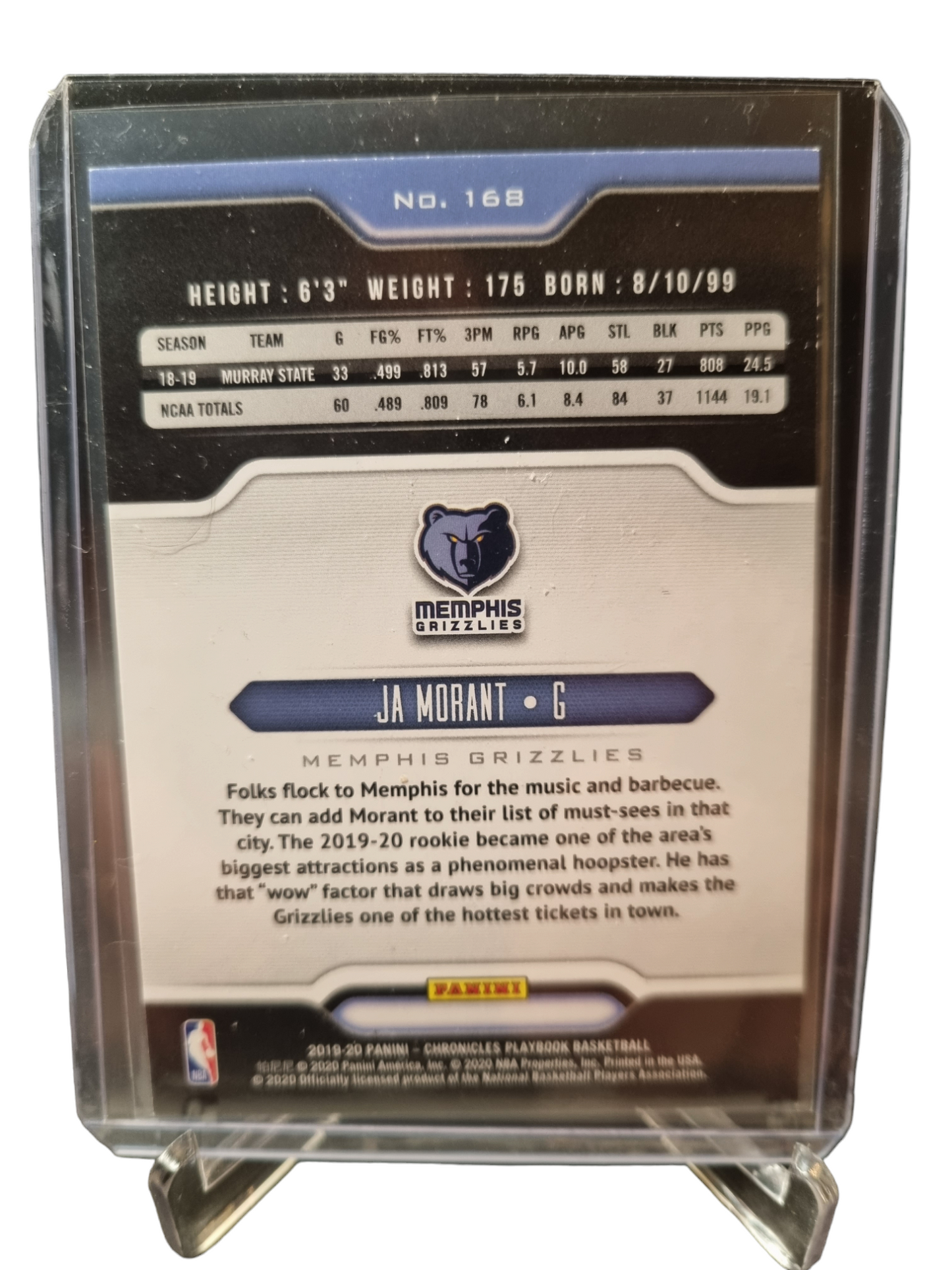 2019-20 Panini Chronicles Play Book #168 JA Morant Rookie Card