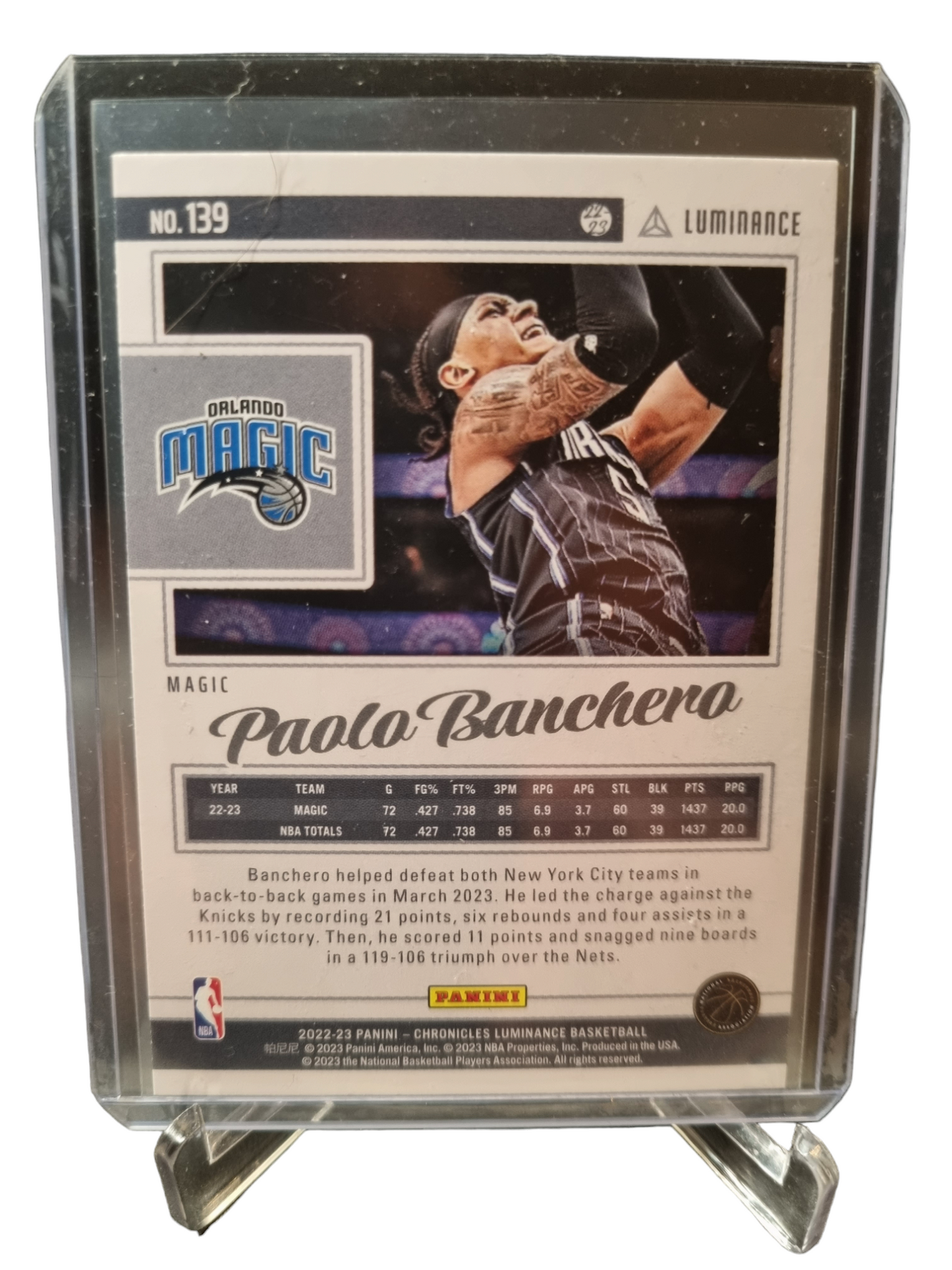 2022-23 Panini Chronicles Luminance #139 Paolo Banchero Rookie Card