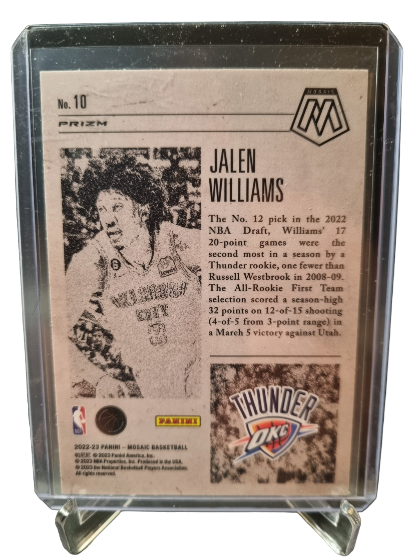 2022-23 Panini Mosaic #10 Jalen Williams Rookie Card Notoriety Fastbreak Disco Prizm