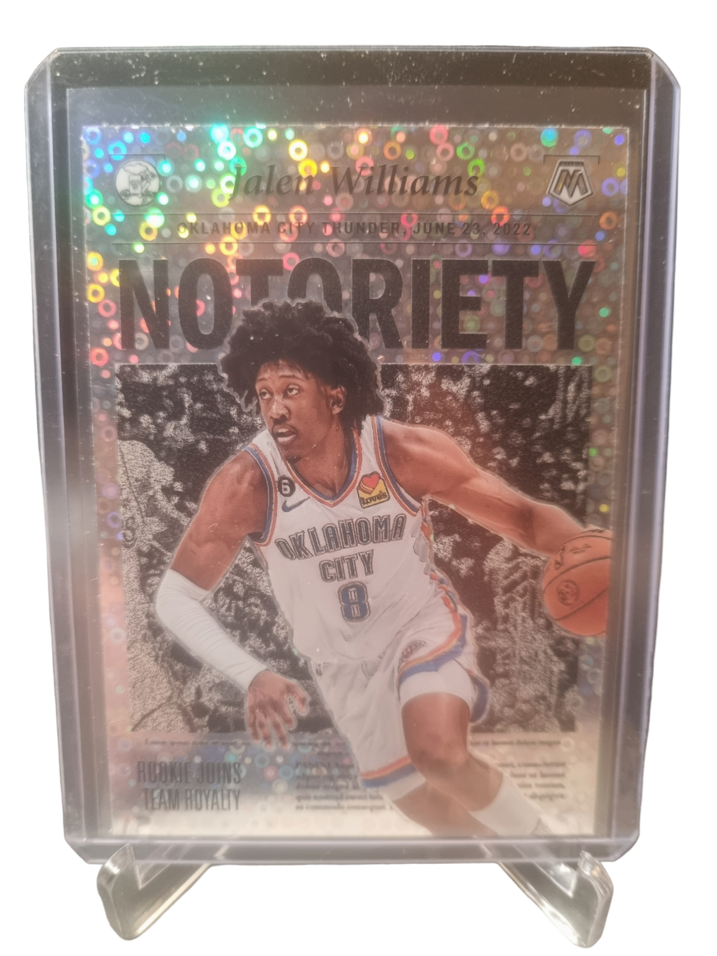 2022-23 Panini Mosaic #10 Jalen Williams Rookie Card Notoriety Fastbreak Disco Prizm