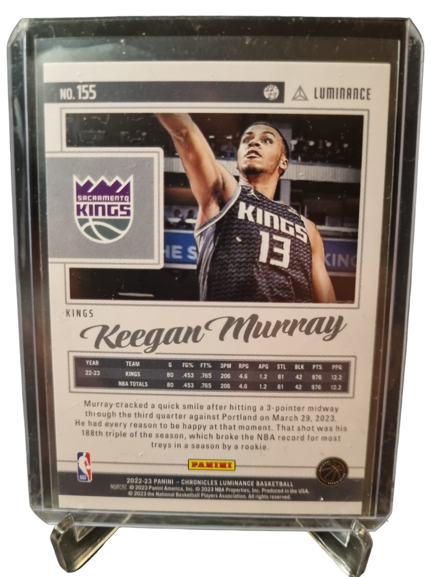 2022-23 Panini Chronicles Luminance #155 Keegan Murray Rookie Card