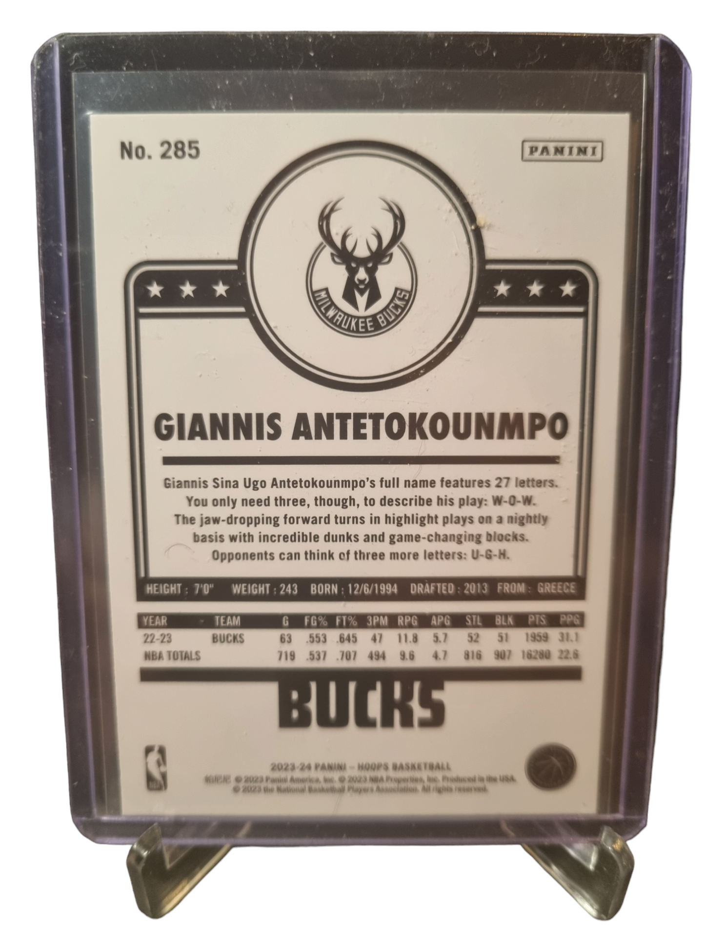 2023-24 Panini Hoops #285 Giannis Antetokounmpo