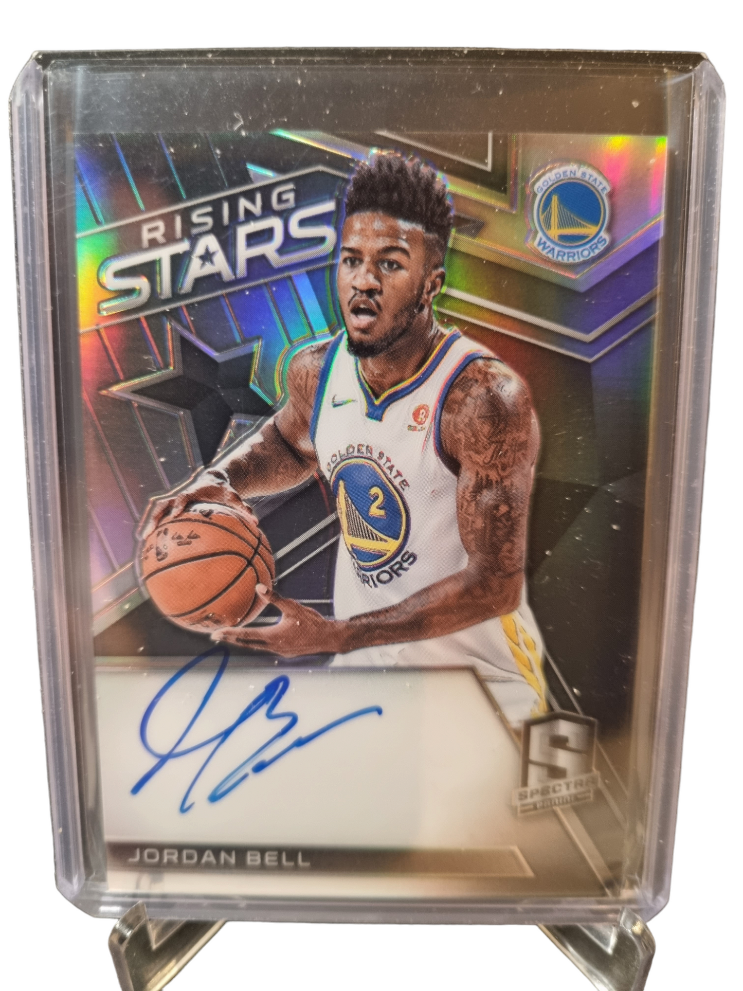 2017-18 Panini Spectra #RS-JBL Jordan Bell Rookie Card Rising Stars On Card Autograph Silver Prizm 085/199