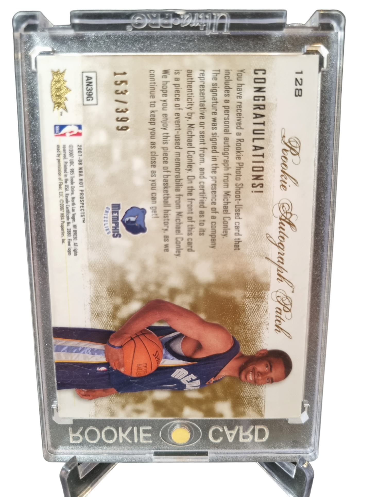 2007-08 Upper Deck #128 Michael Conley Hot Prospects Rookie Game Worn Patch Autograph 153/399