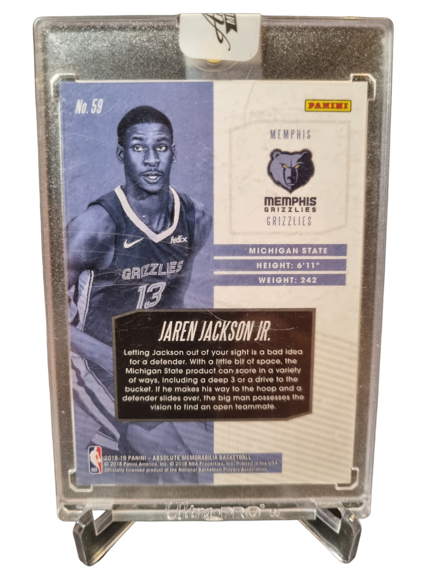 2018-19 Panini Absolute Memorabilia #59 Jaren Jackson JR Rookie Card Encased