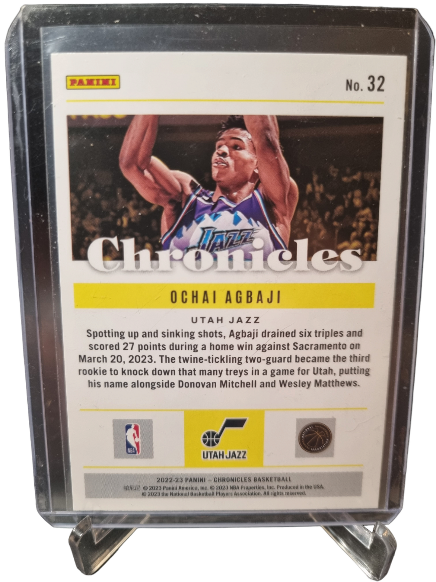 2022-23 Panini Chronicle #32 Ochai Agbaji Rookie Card