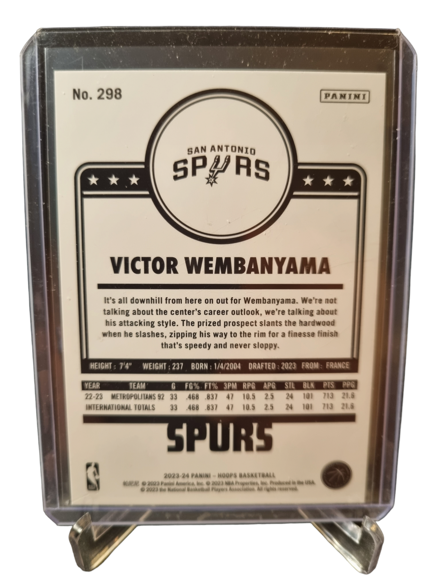 2023-24 Hoops #298 Victor Wembanyama Rookie Card