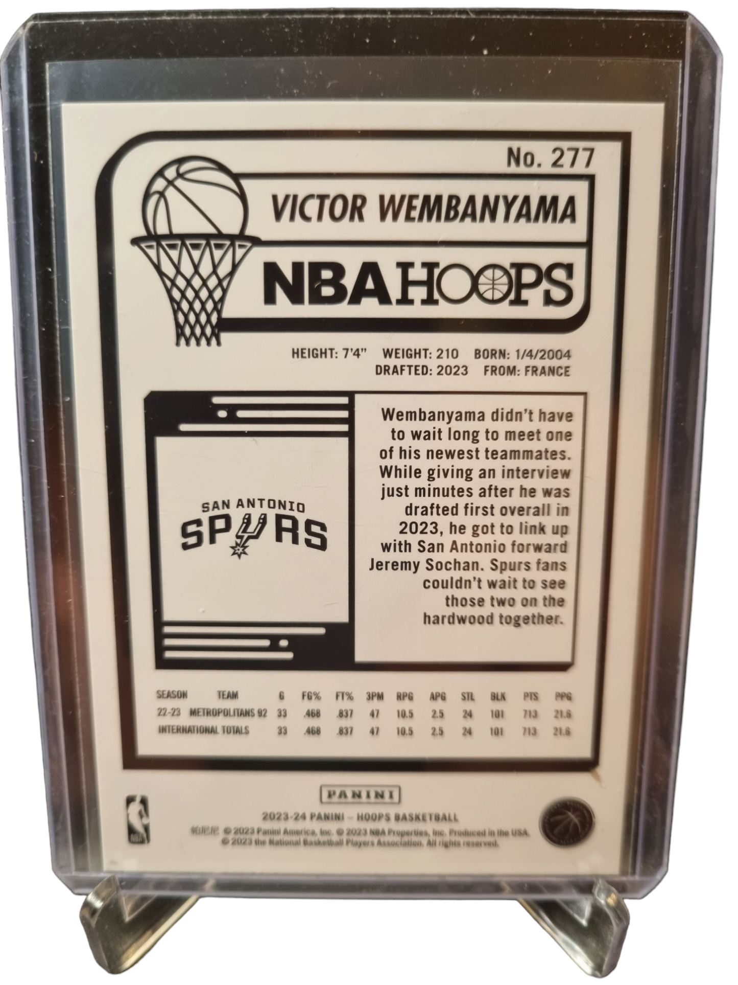 2023-24 Hoops #277 Victor Wembanyama Rookie Card