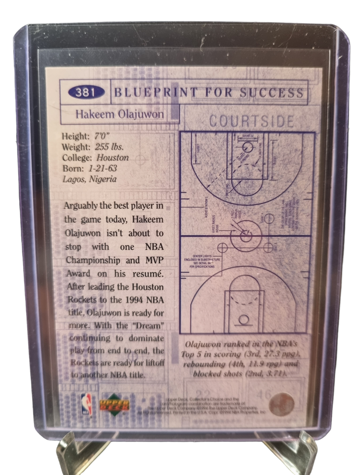 1994 Upper Deck #381 Hakeem Olajuwon Blue Print Silver Signature