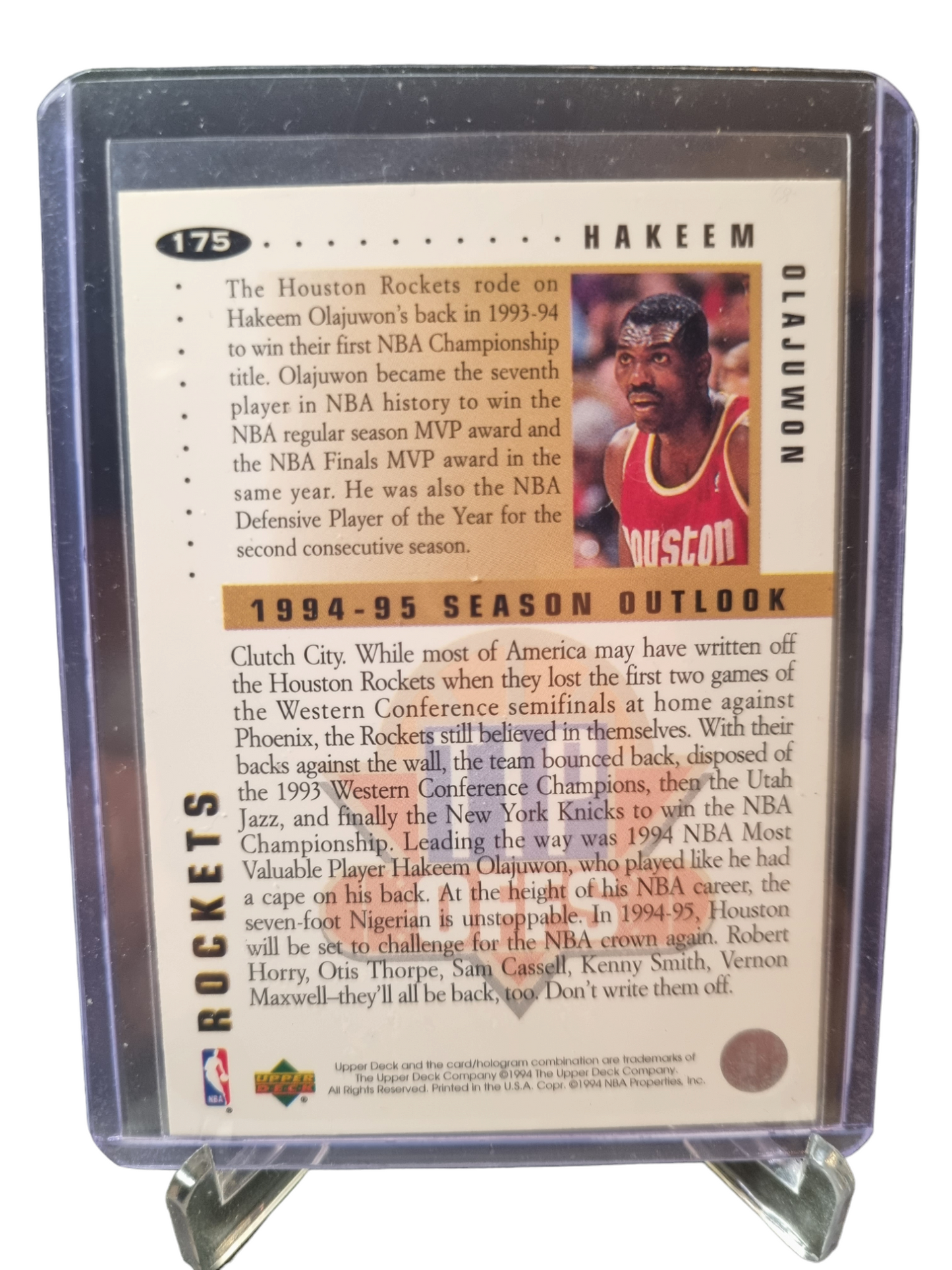 1994 Upper Deck #175 Hakeem Olajuwon Tip Offs Silver Signature