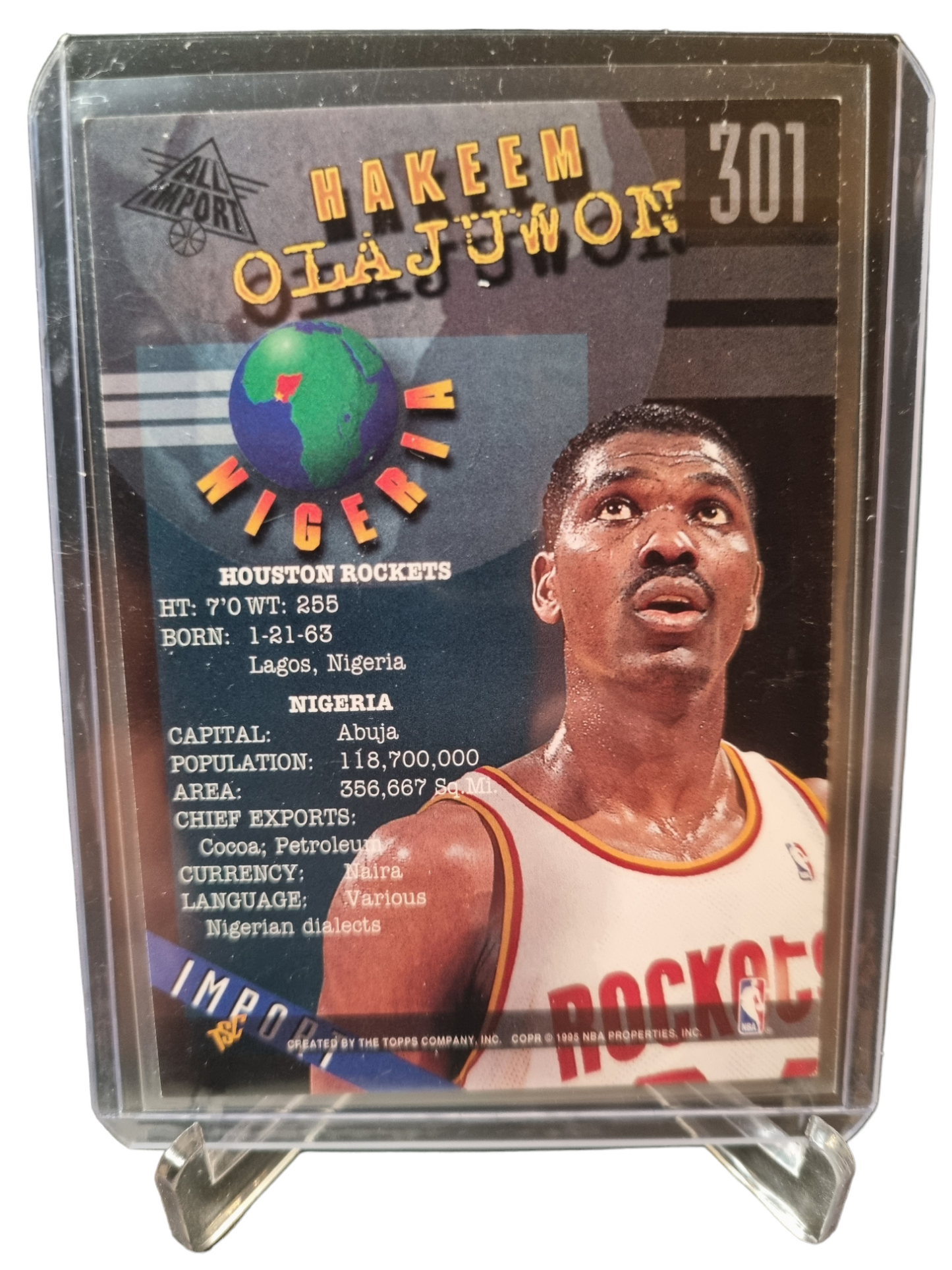 1995 Topps Stadium Club #301 Hakeem Olajuwon All Import