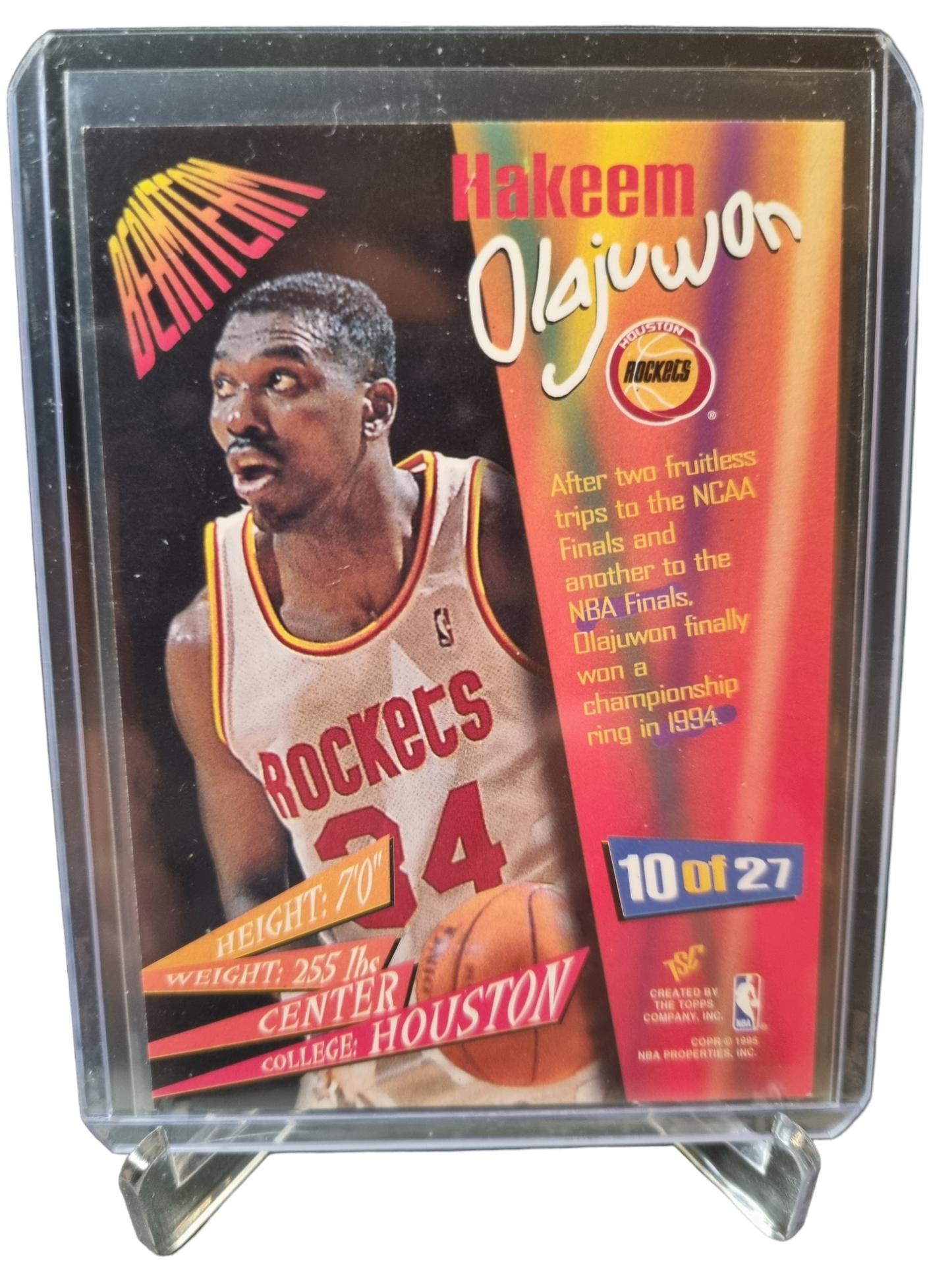 1995 Topps Stadium Club #10 of 27 Hakeem Olajuwon Beam Team