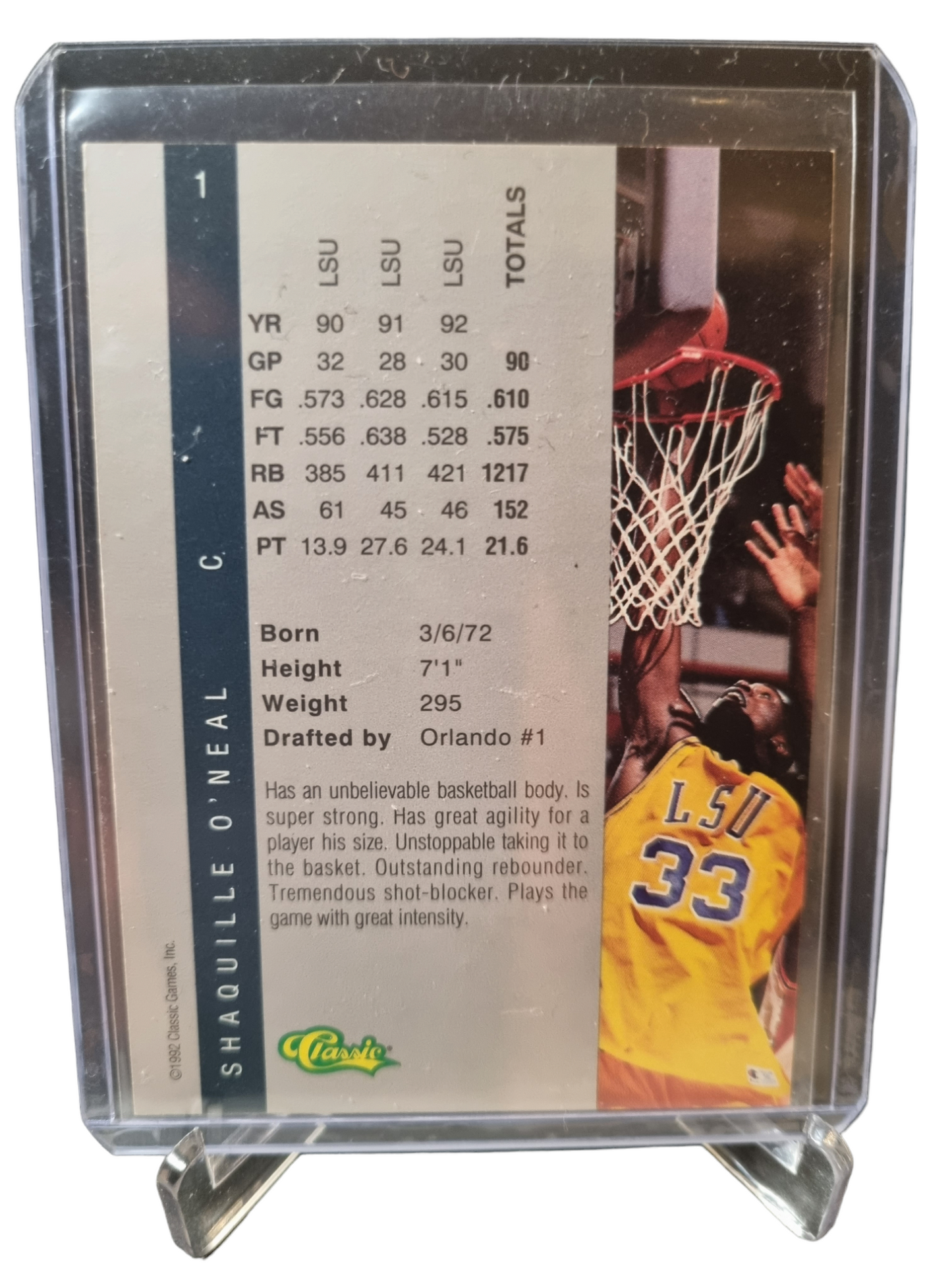 1992 Four Sport #1 Shaquille O'Neal Rookie Card 1992 Draft Pick Collection