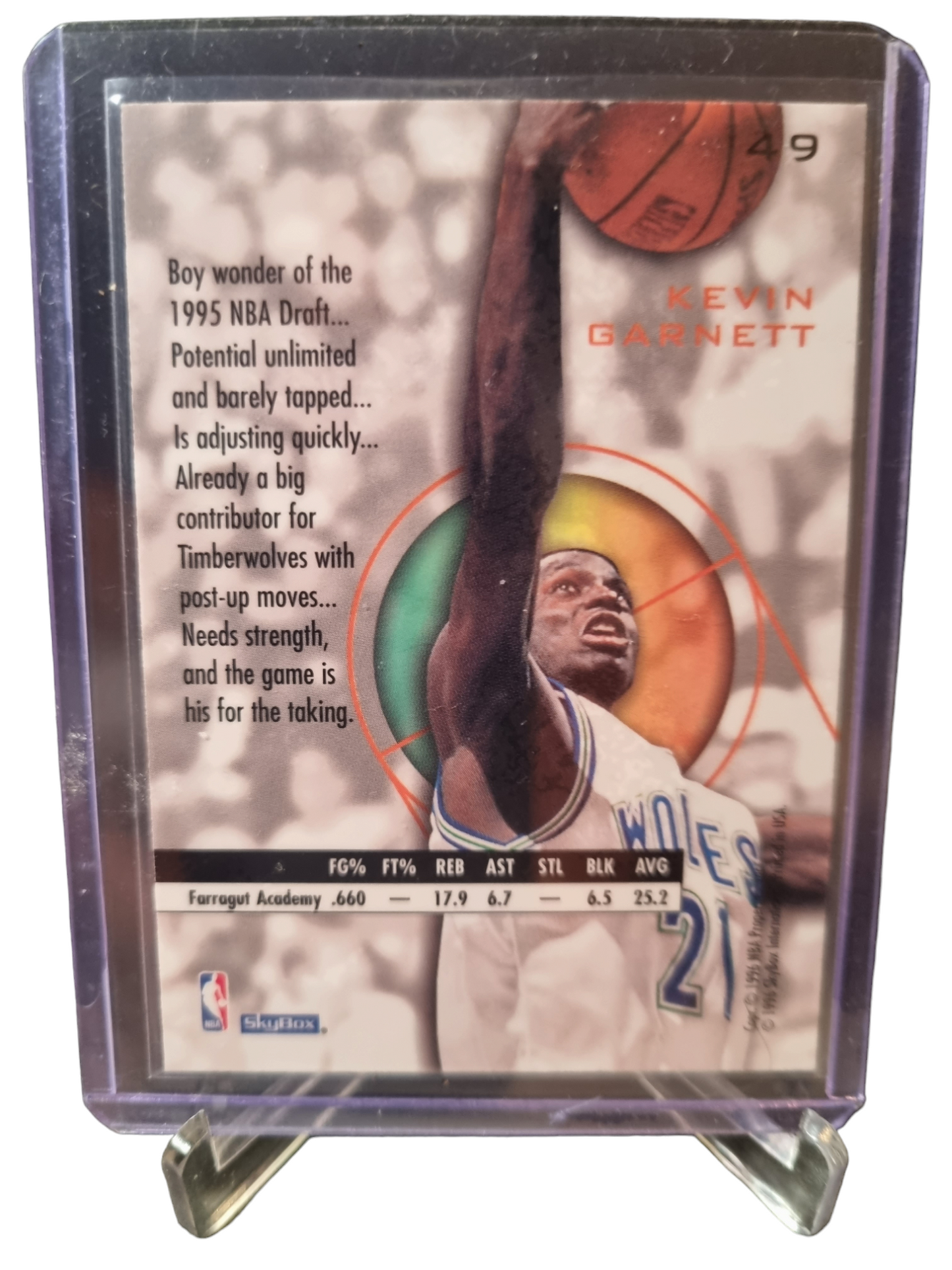 1996 Skybox #49 Kevin Garnett Rookie Card Black Border E-XL