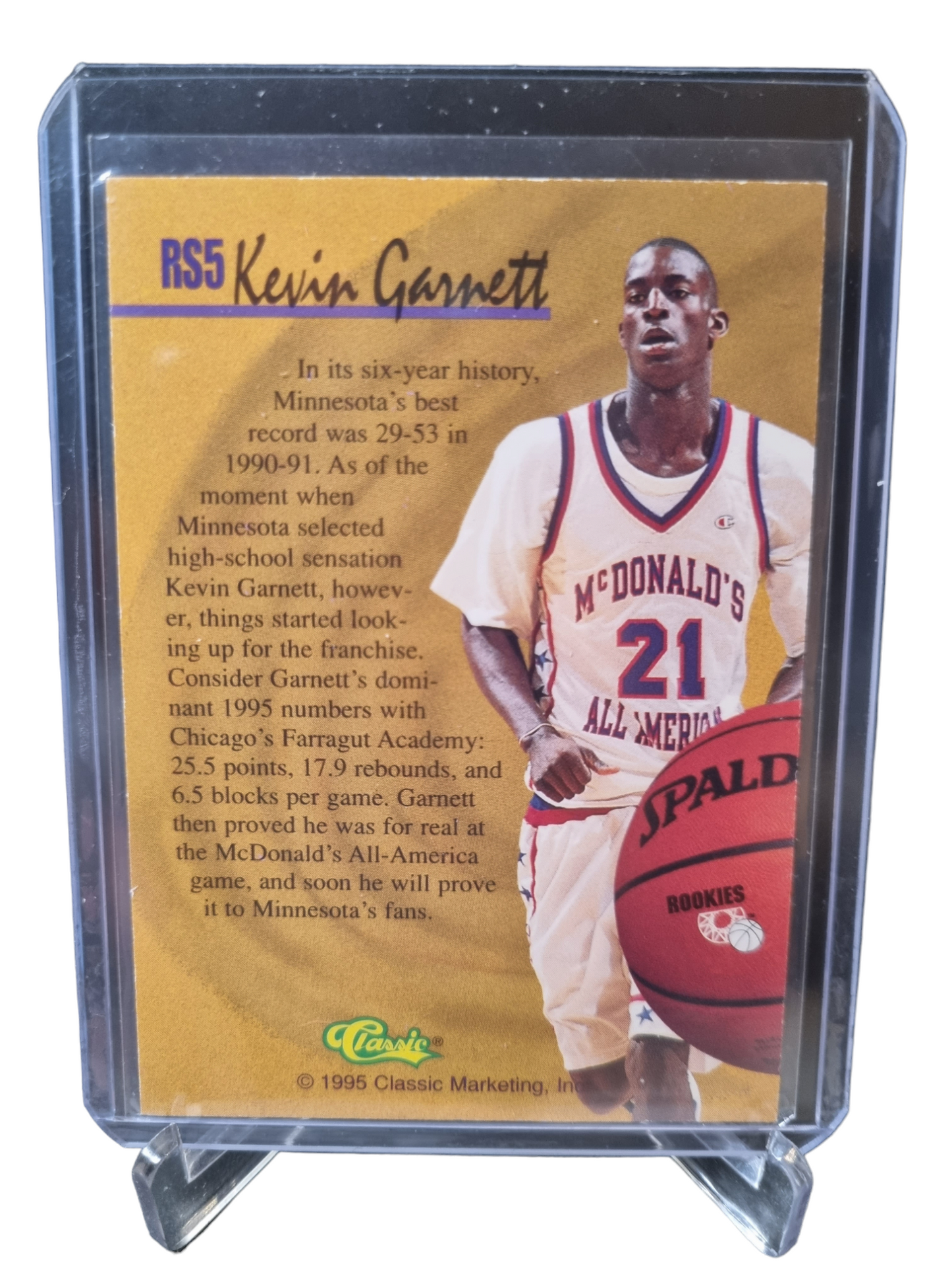 1995 Classic Marketing #RS5 Kevin Garnett Rookie Card Spotlight