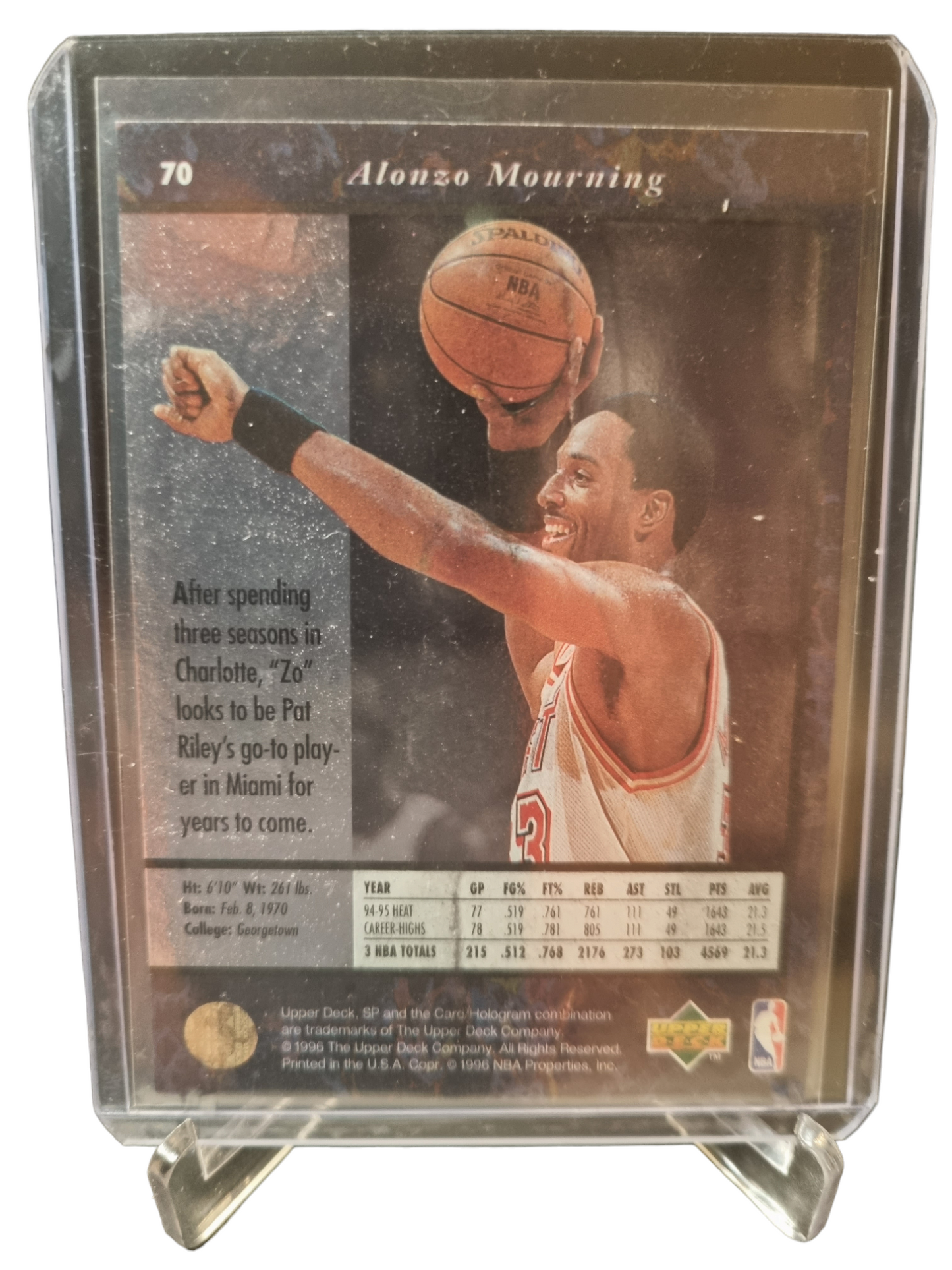 1996 Upper Deck #70 Alonzo Mourning SP