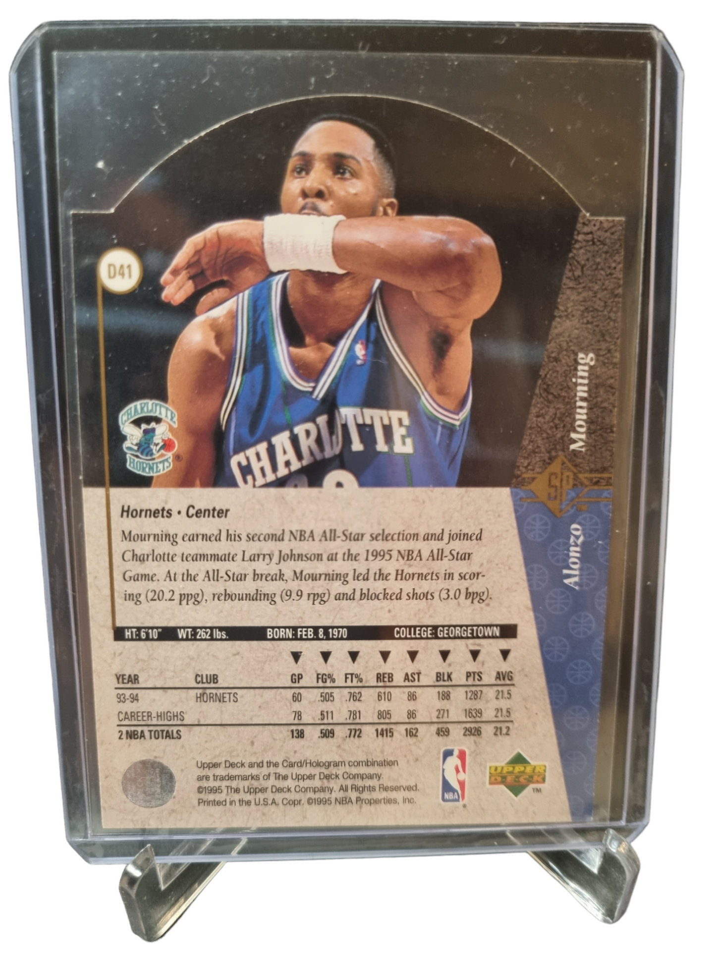 1995 Upper Deck #D41 Alonzo Mourning SP Die Cut