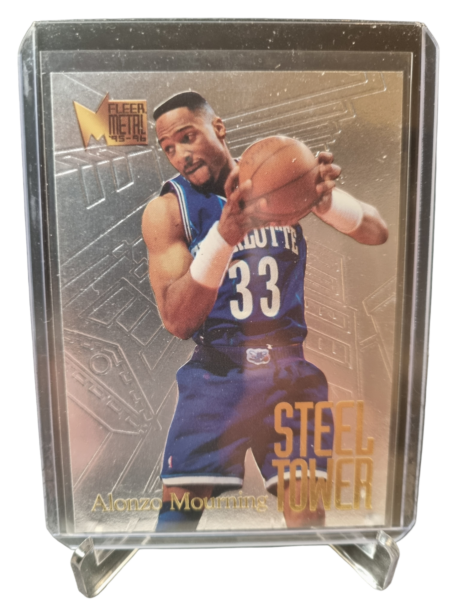 1995 Fleer Metal #12 Alonzo Mourning Steel Tower