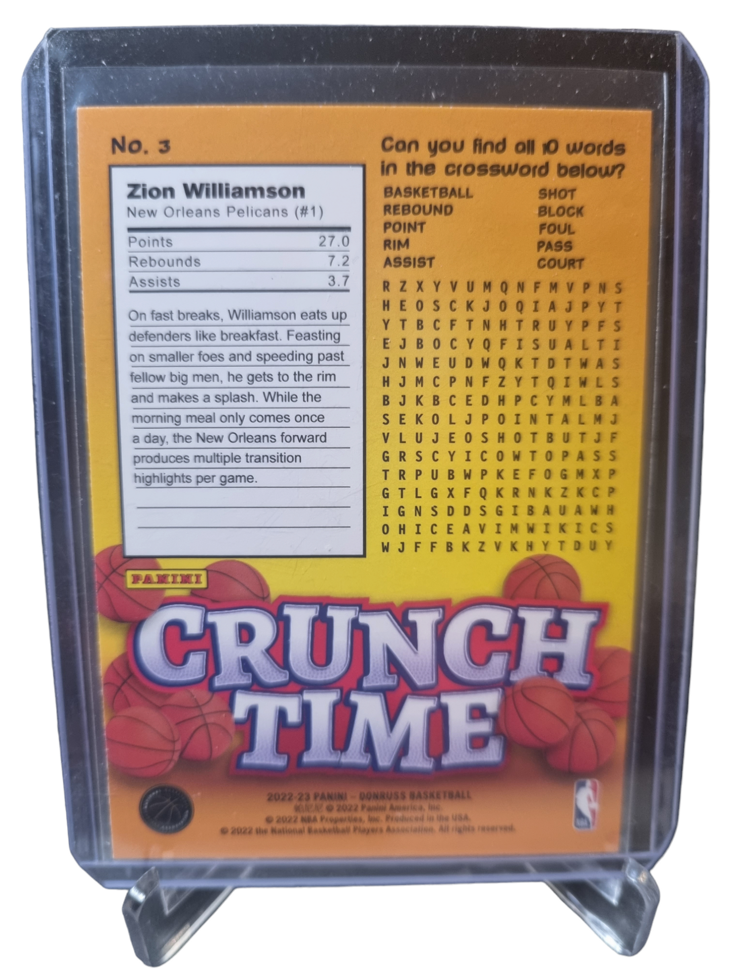 2022-23 Panini Donruss #3 Zion Williamson Crunch Time