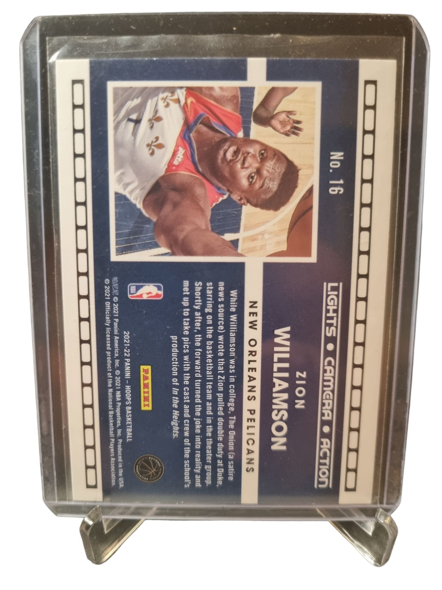 2021-22 Panini Hoops #16 Zion Williamson Lights Camera Action