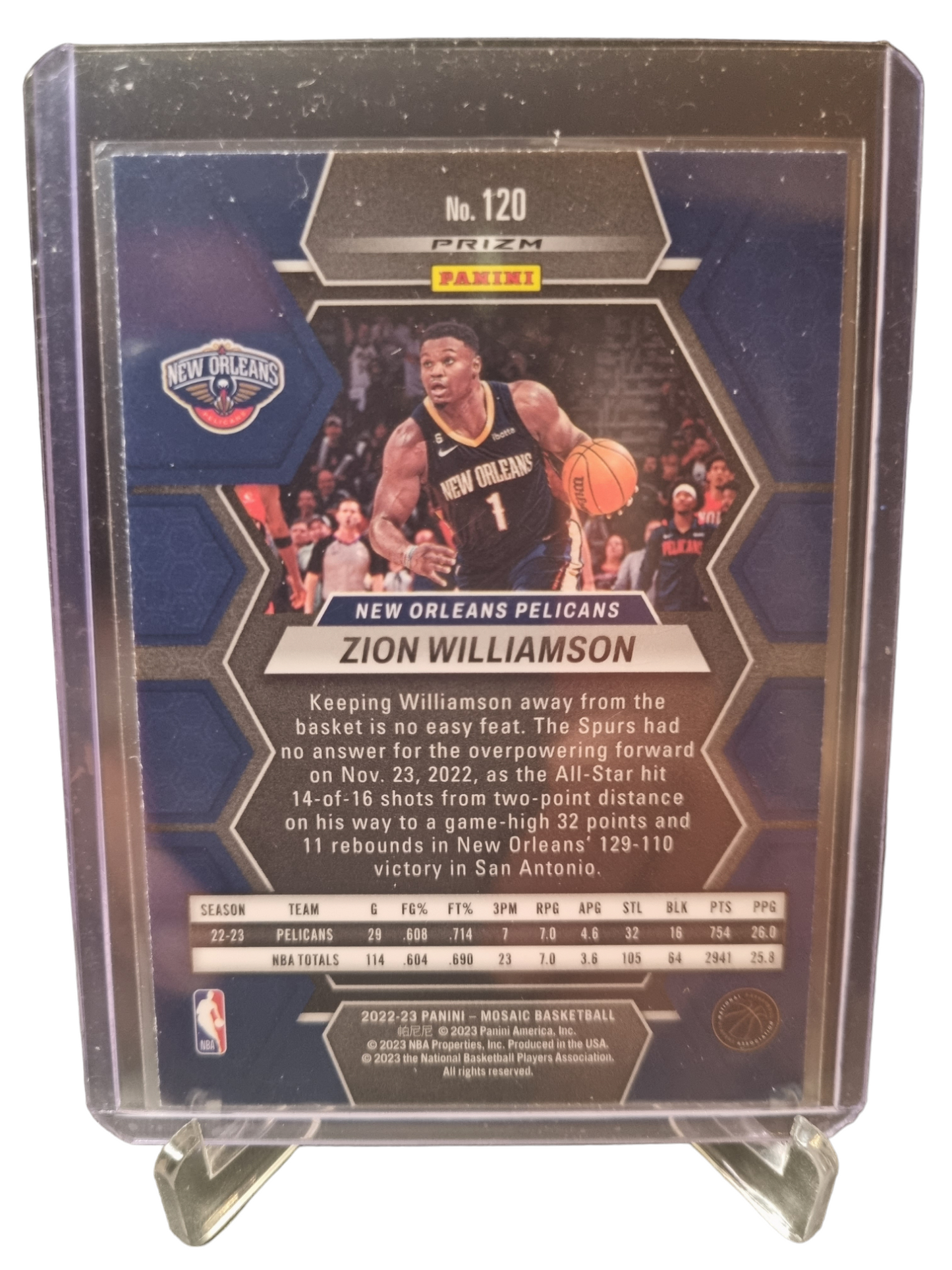 2022-23 Panini Mosaic #120 Zion Williamson Mosaic Prizm