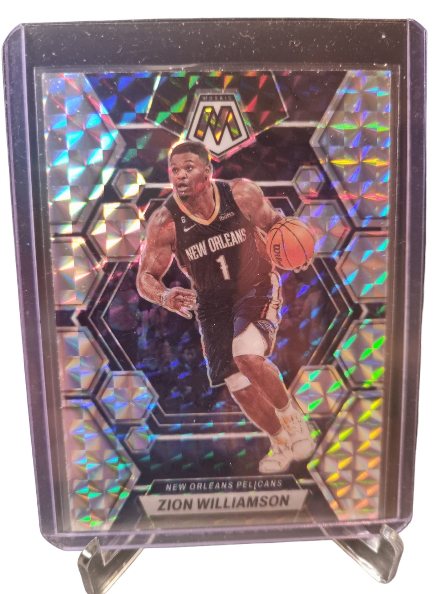 2022-23 Panini Mosaic #120 Zion Williamson Mosaic Prizm