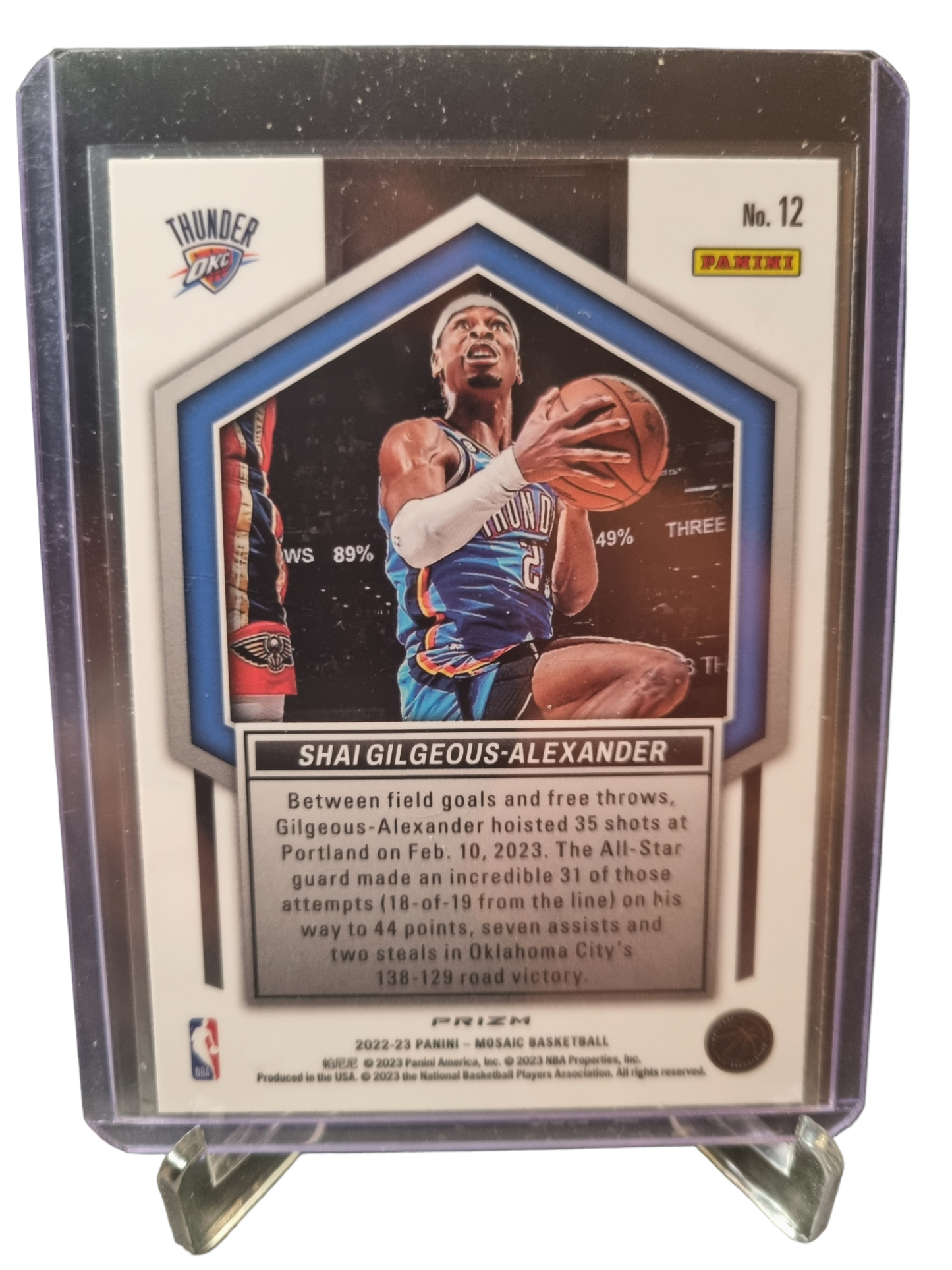 2022-23 Panini Mosaic #12 Shai Gilgeous-Alexander Straight Fire Mosaic Prizm