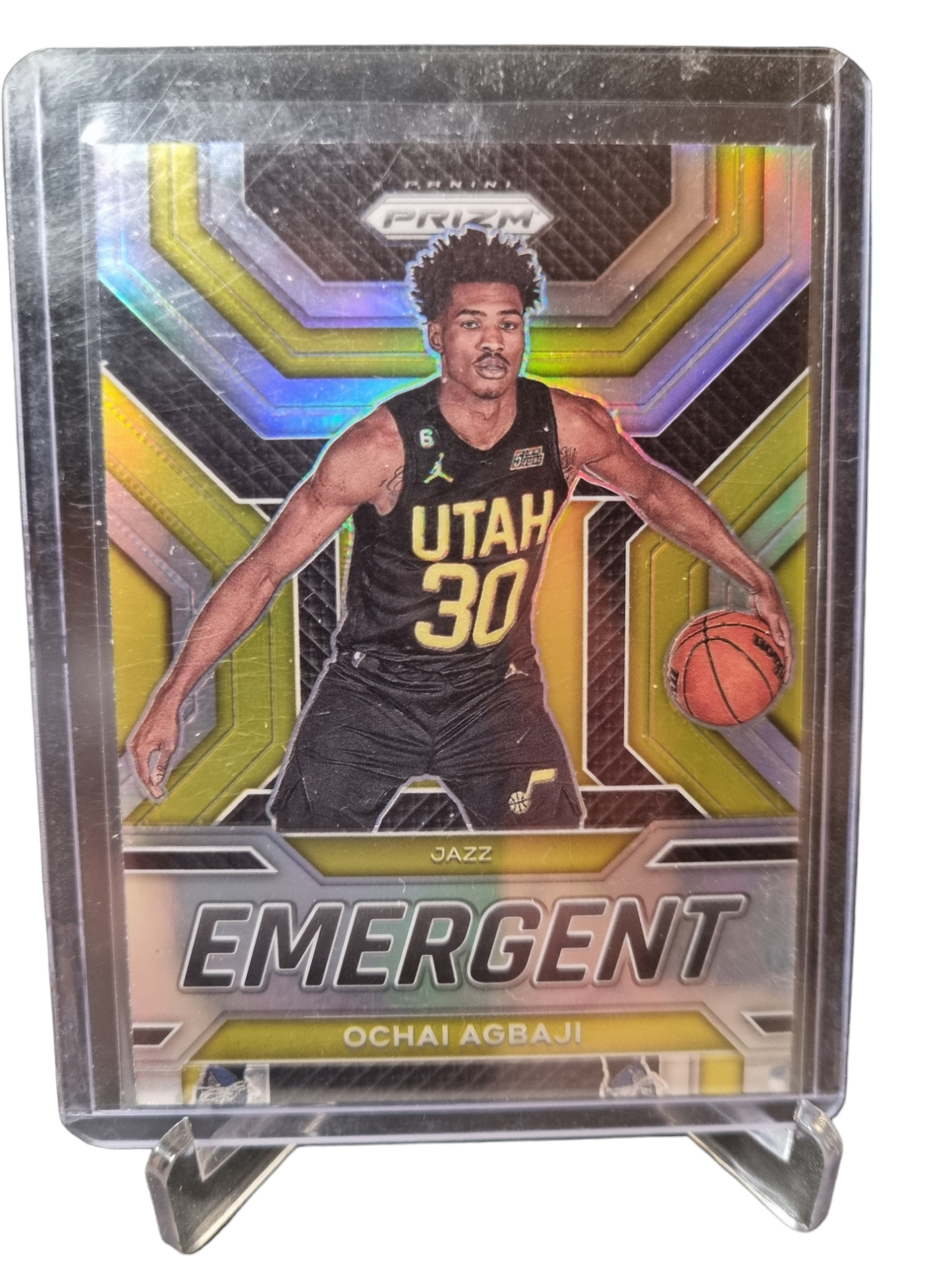 2022-23 Panini Prizm #9 Ochai Agbaji Rookie Card Emergent Silver Prizm