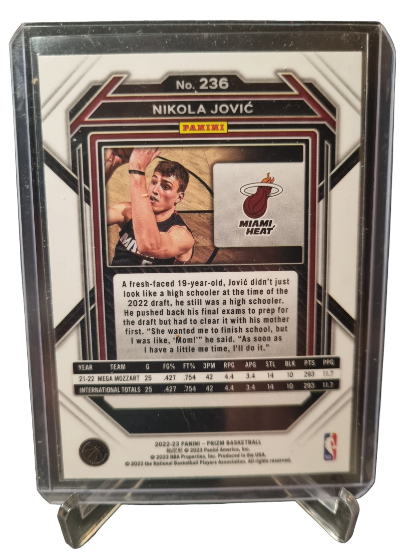 2022-23 Panini Prizm #236 Nikola Jovic Rookie Card