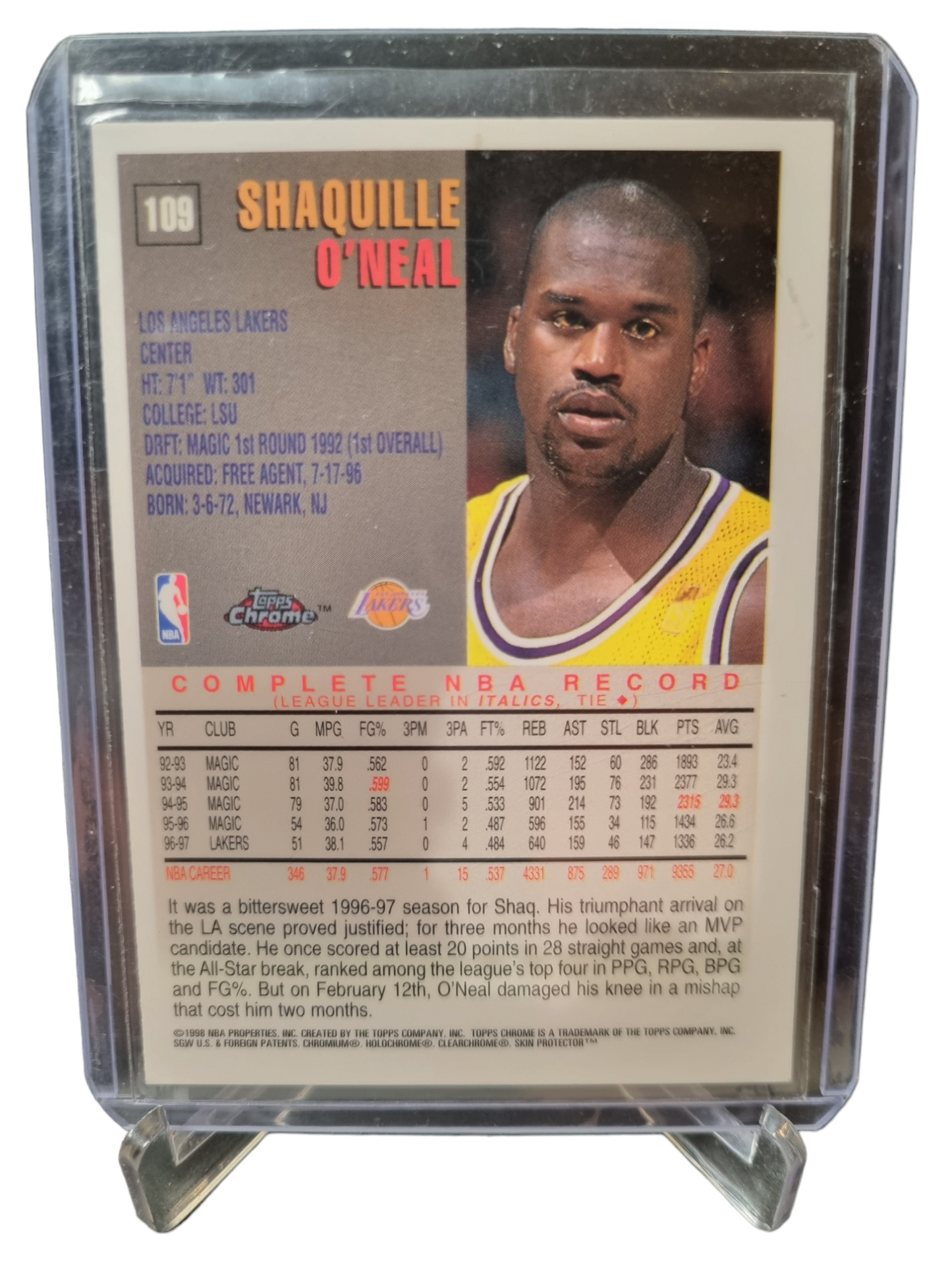 1998 Topps Chrome #109 Shaquille O'Neal