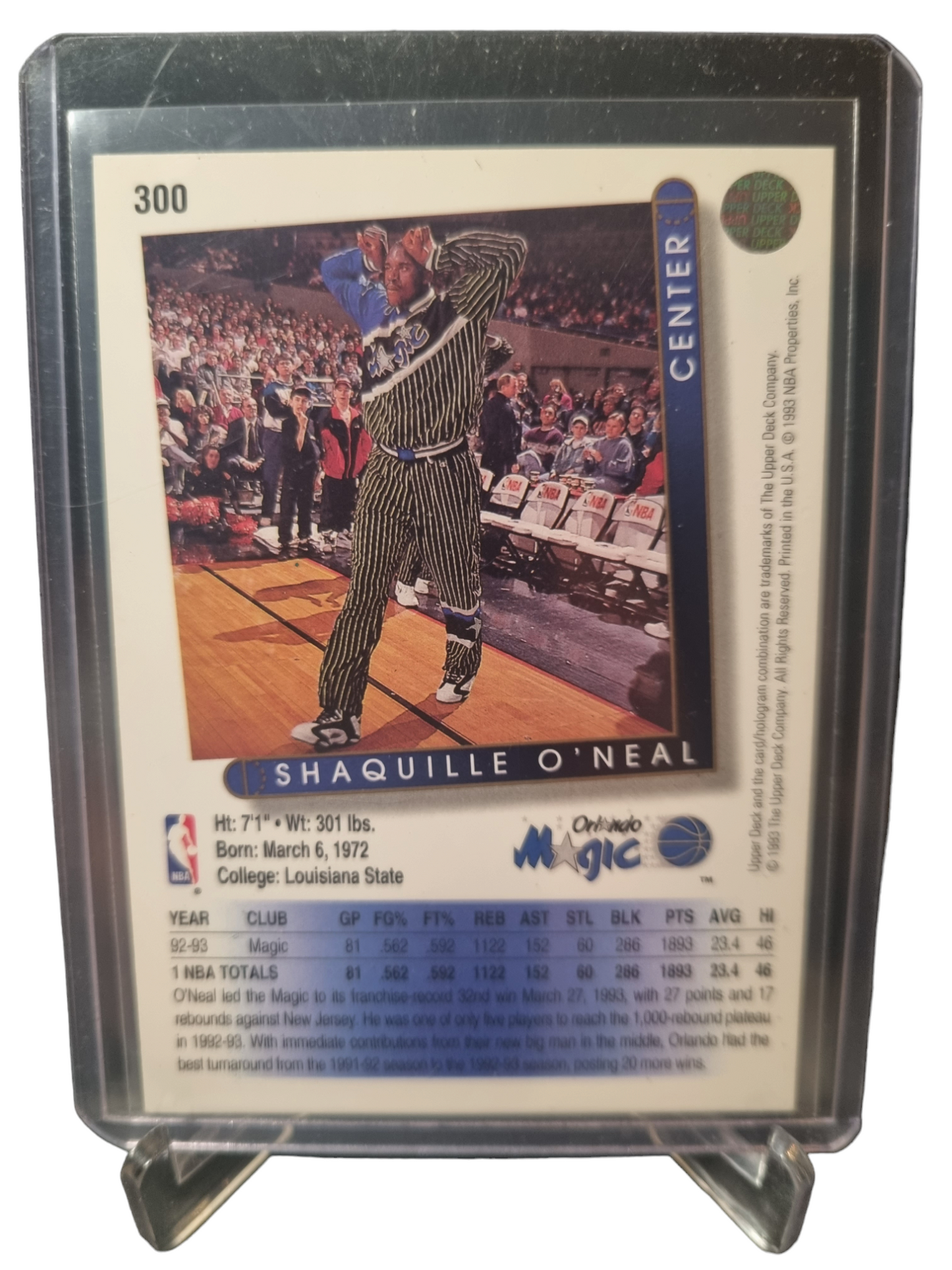 1993 Upper Deck #300 Shaquille O'Neal Second Year