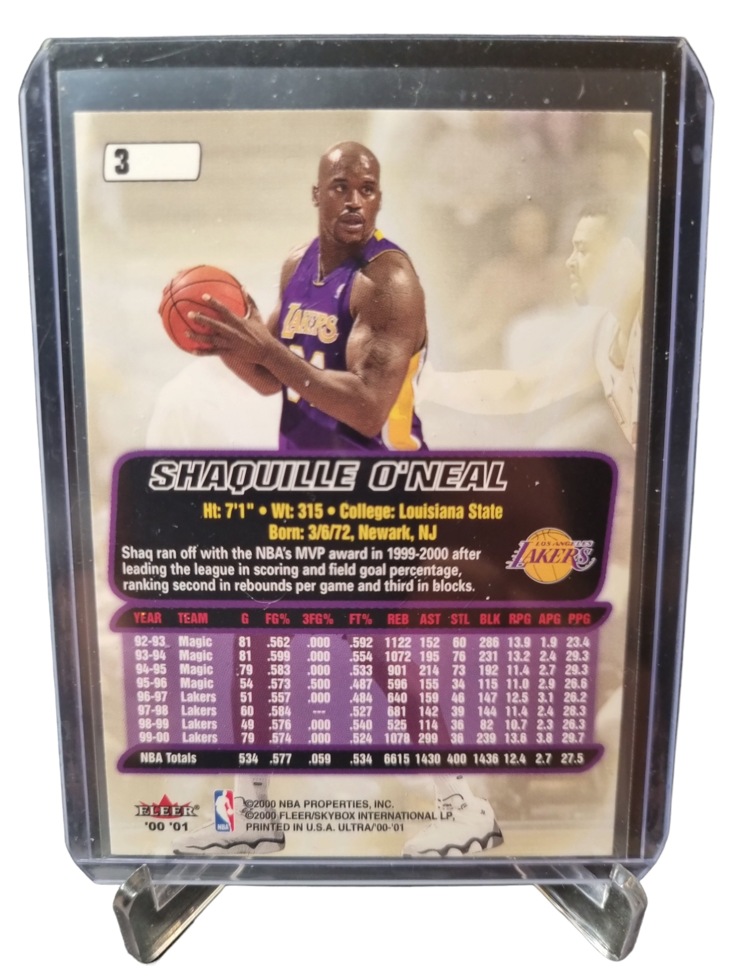 2000 Fleer Ultra #3 Shaquille O'Neal